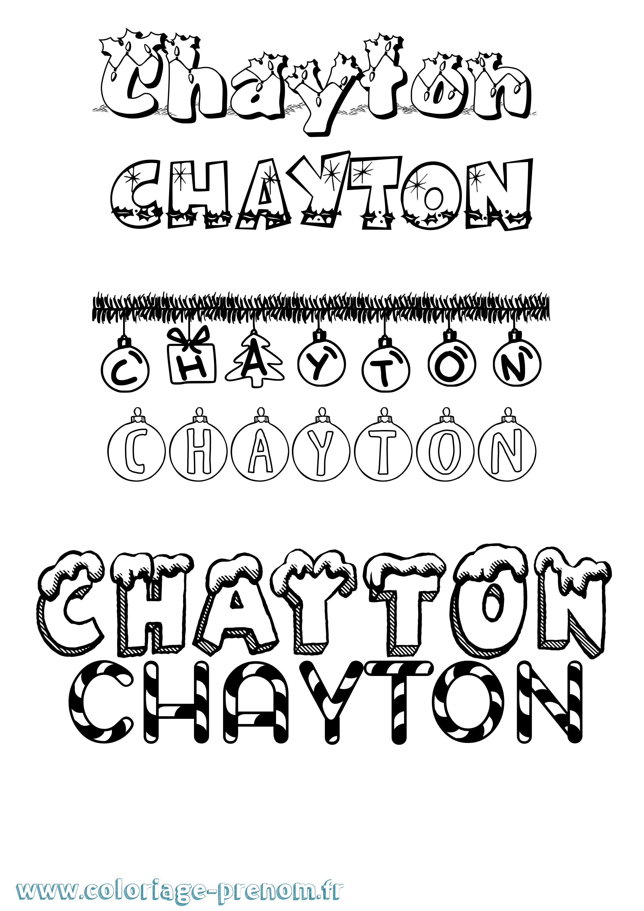 Coloriage prénom Chayton Noël