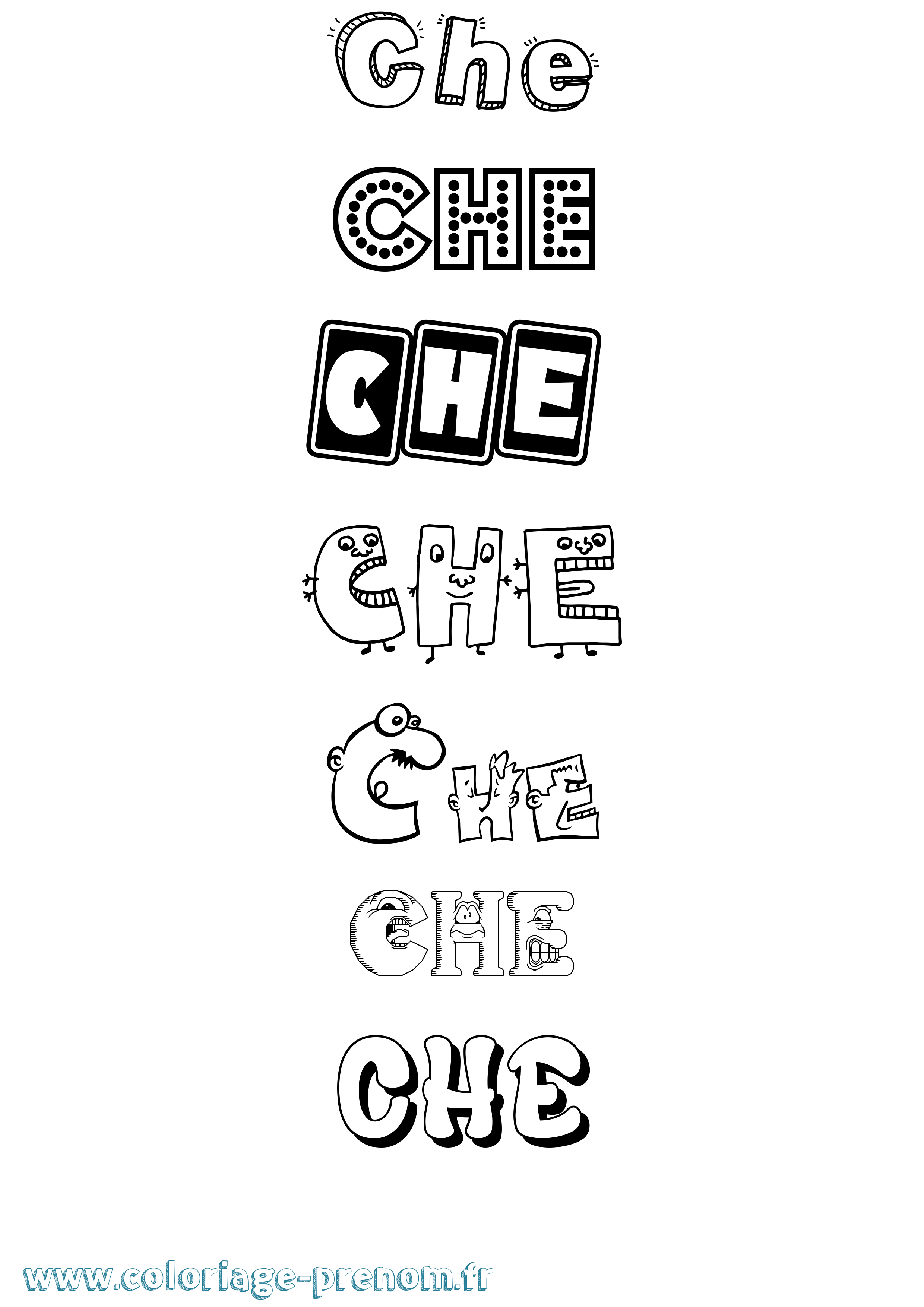 Coloriage Che Fun Coloriage prénom Che Fun