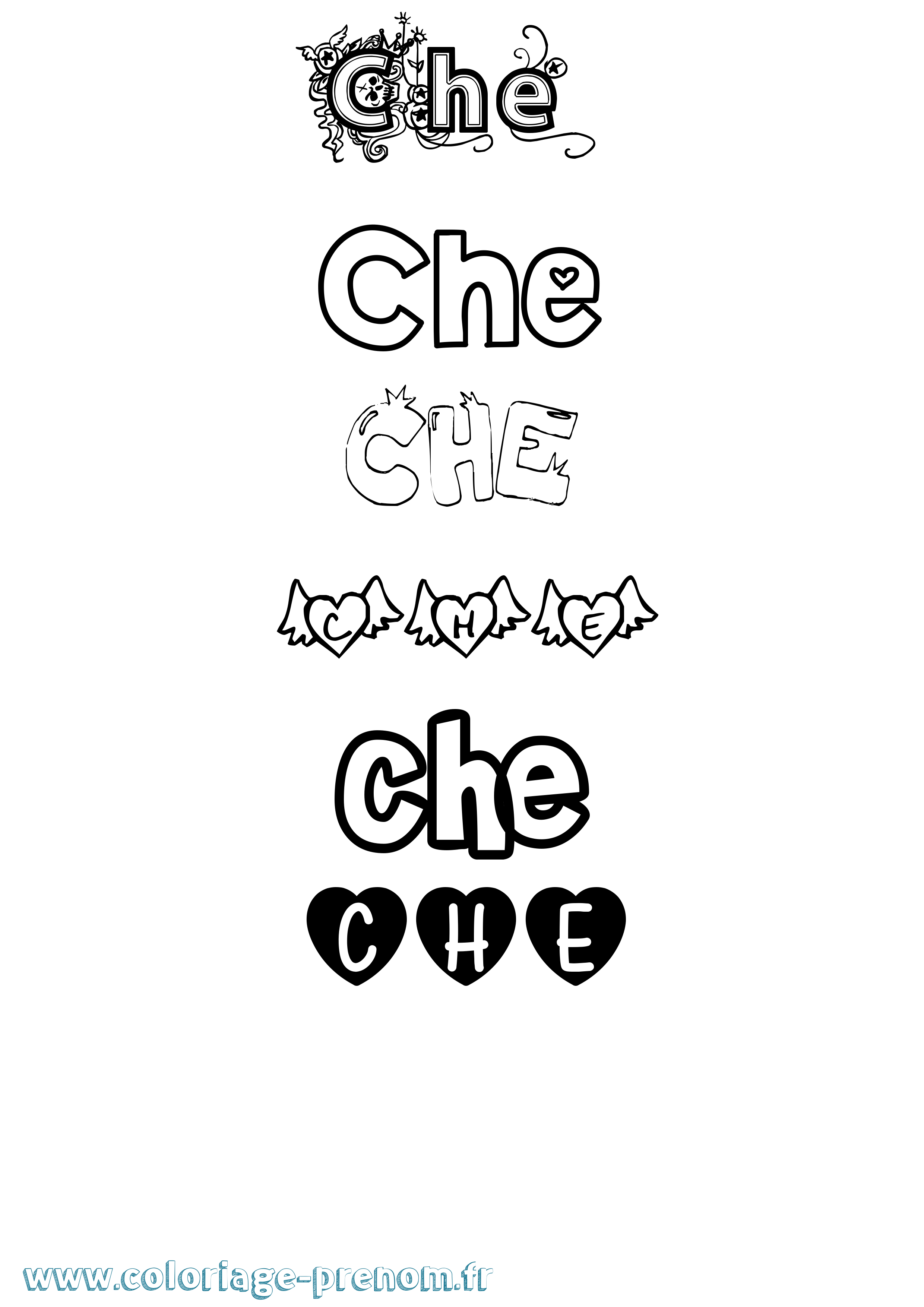 Coloriage Che Girly Coloriage prénom Che Girly
