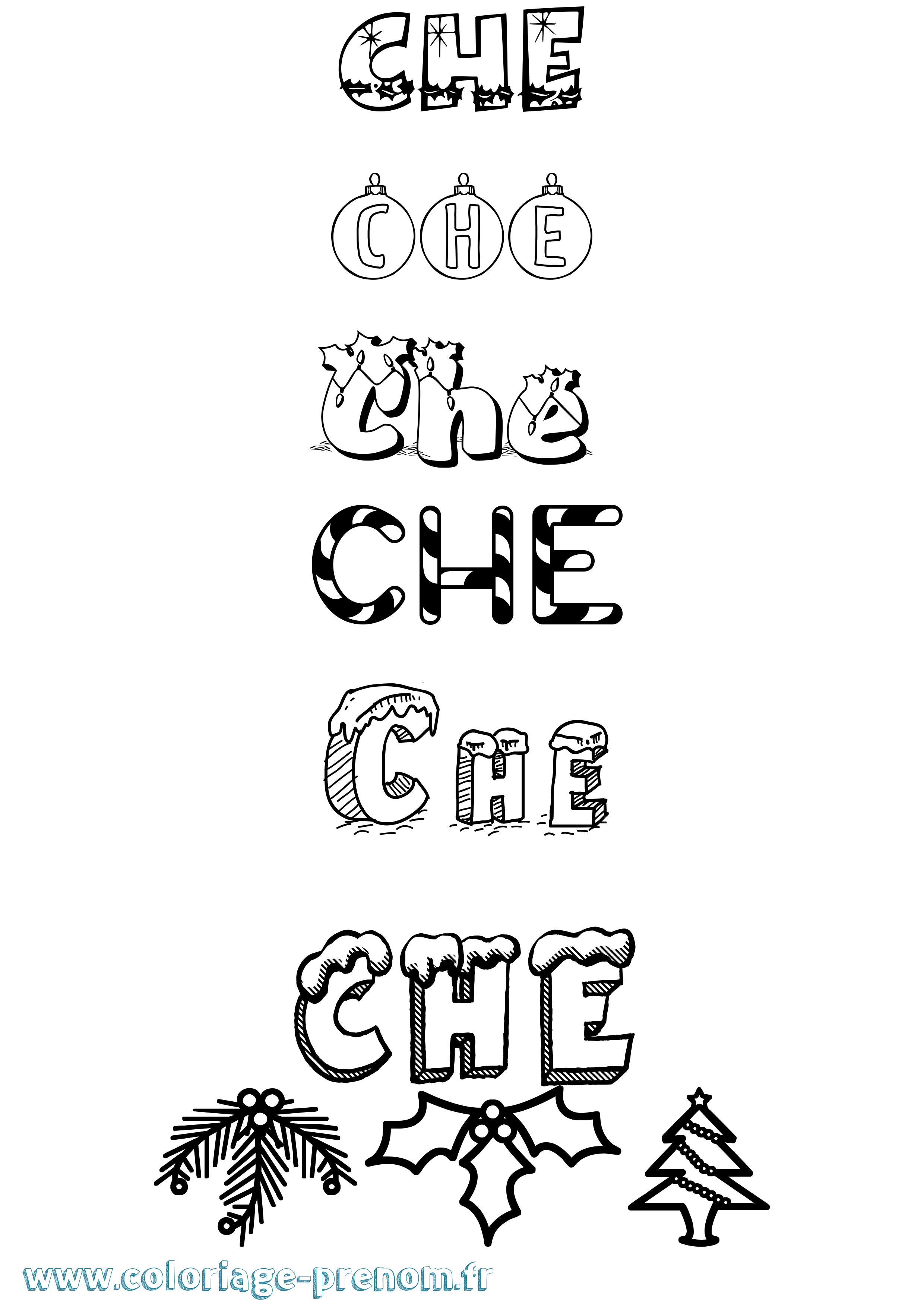 Coloriage Che Noël Coloriage prénom Che Noël