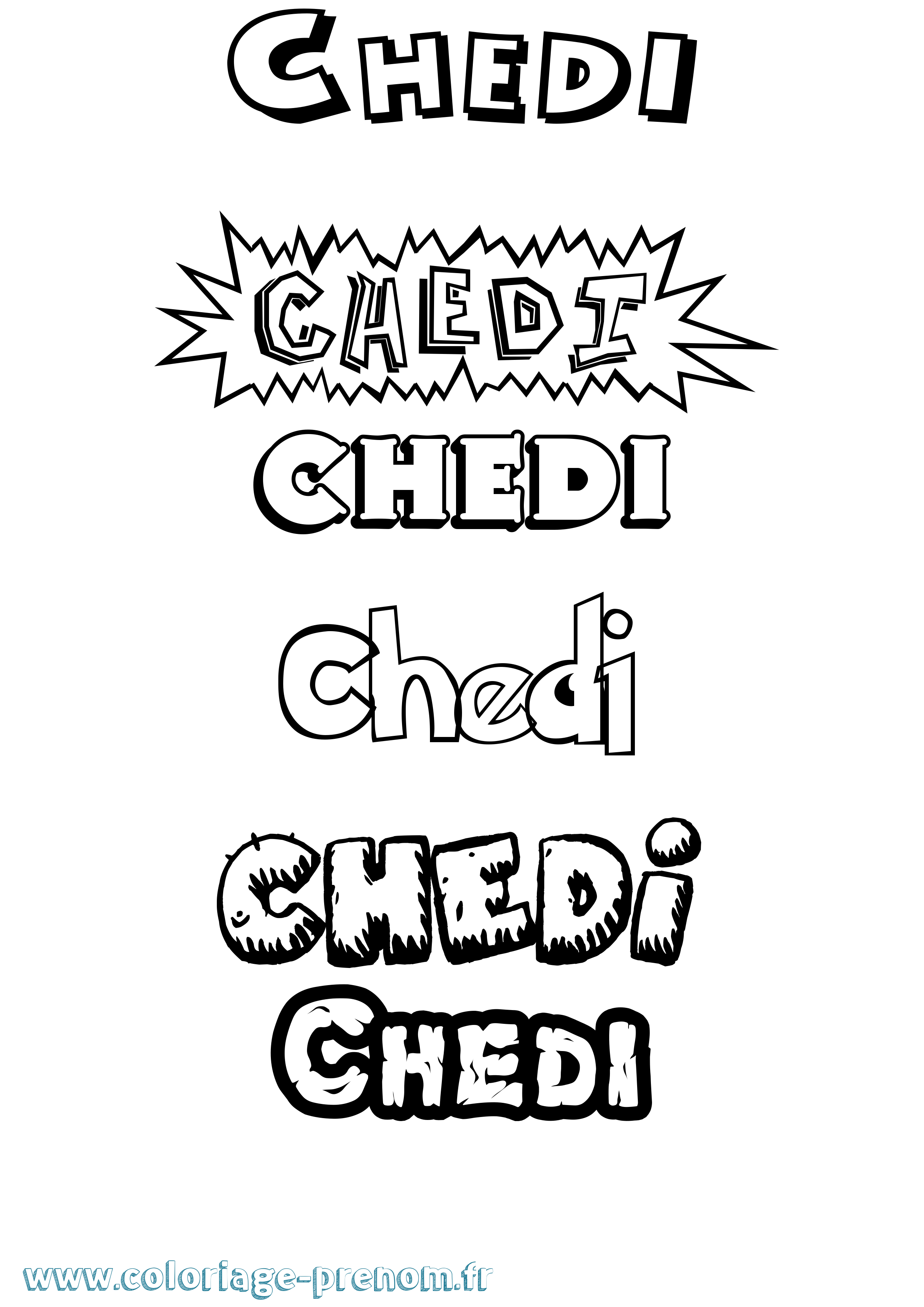 Coloriage prénom Chedi Dessin Animé