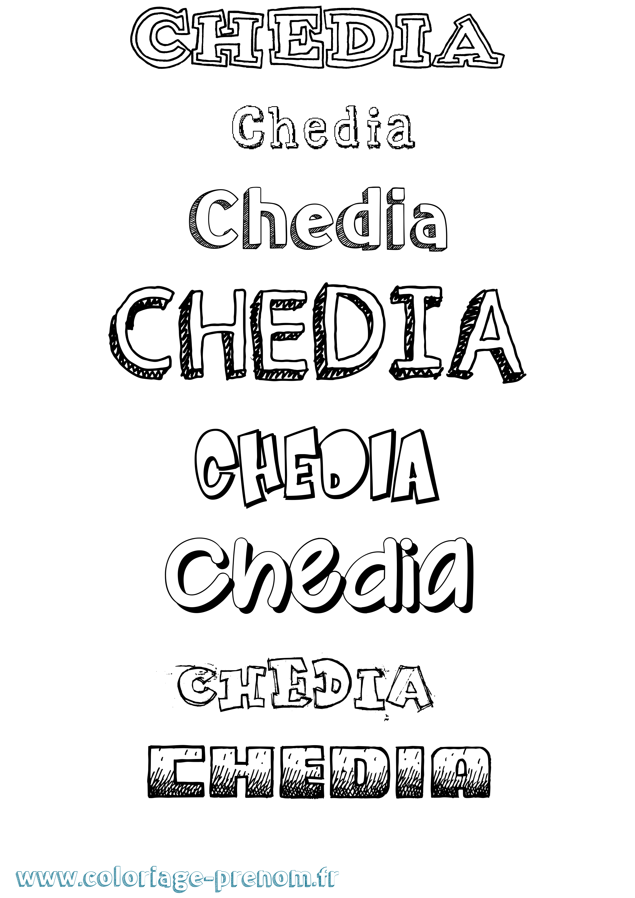 Coloriage prénom Chedia Dessiné