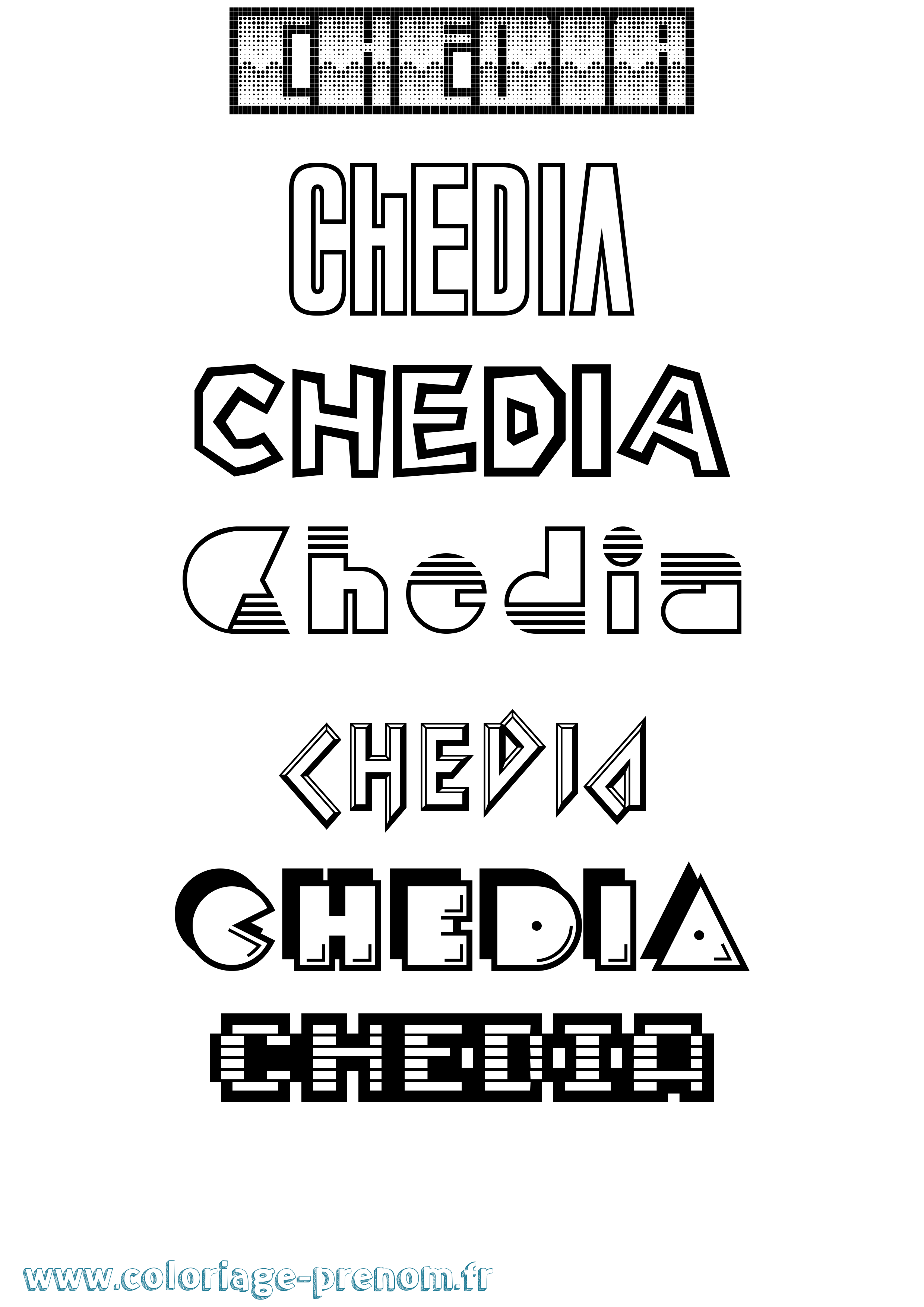 Coloriage prénom Chedia Jeux Vidéos