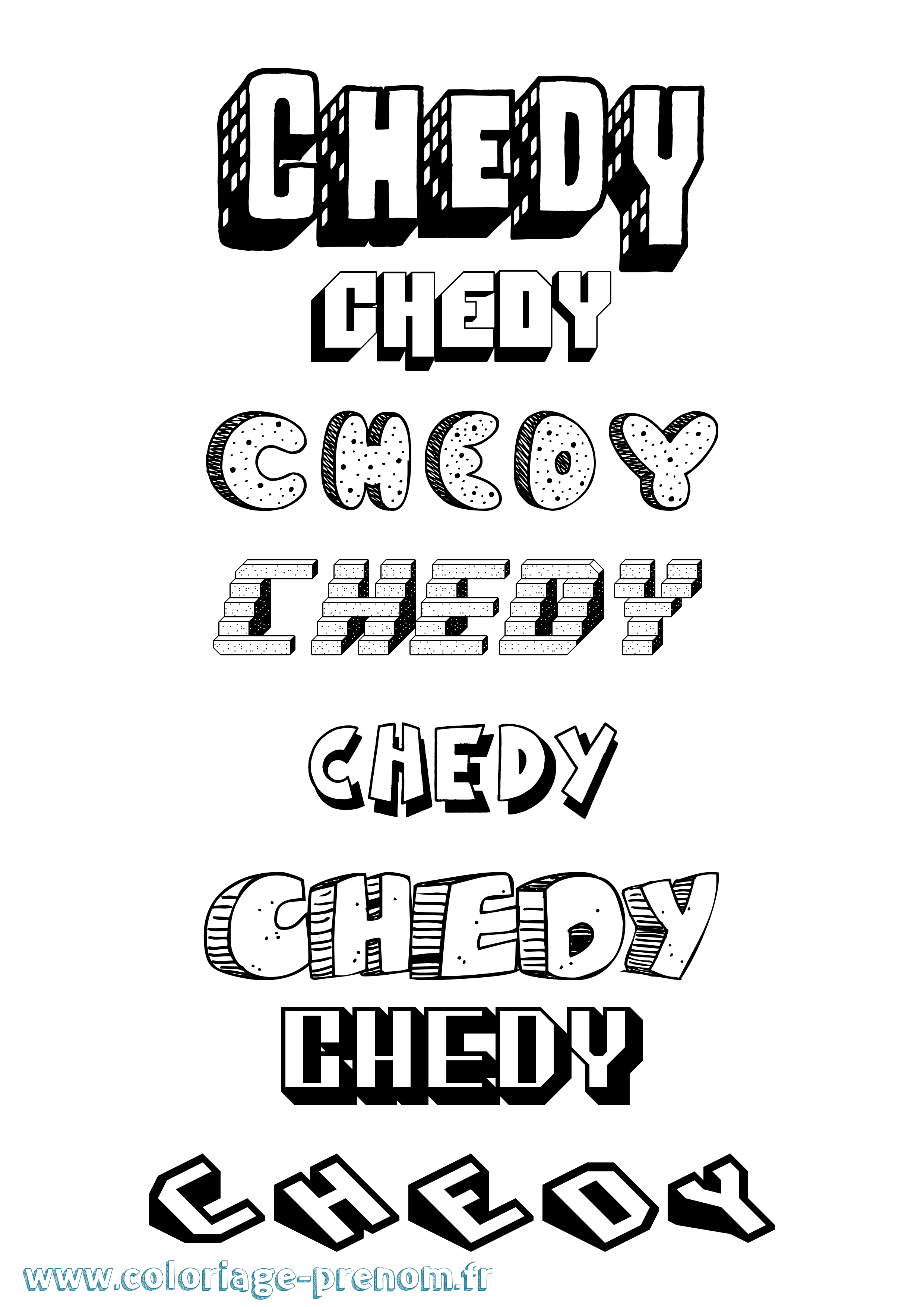 Coloriage Chedy Effet 3D Coloriage prénom Chedy Effet 3D