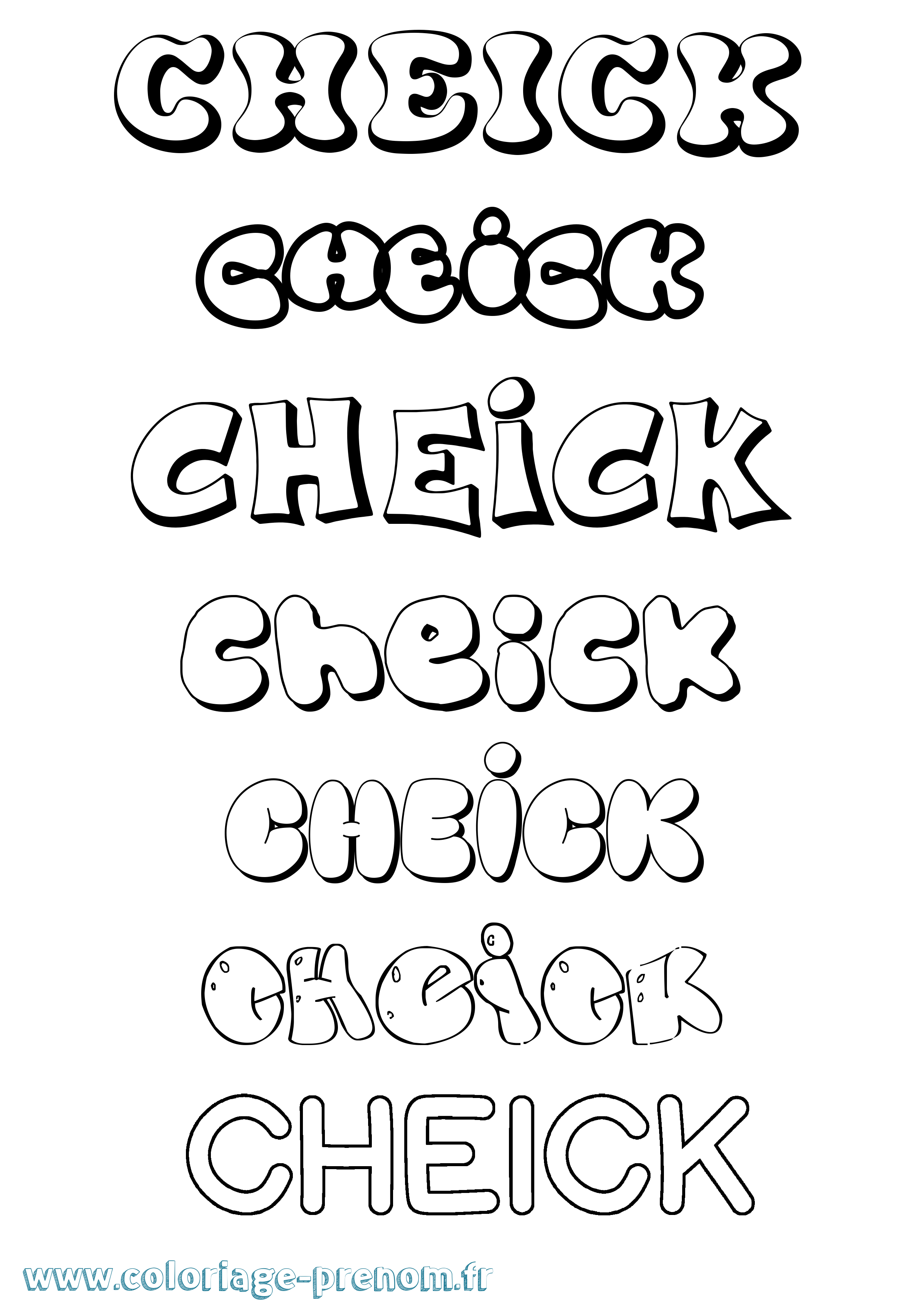 Coloriage prénom Cheick Bubble