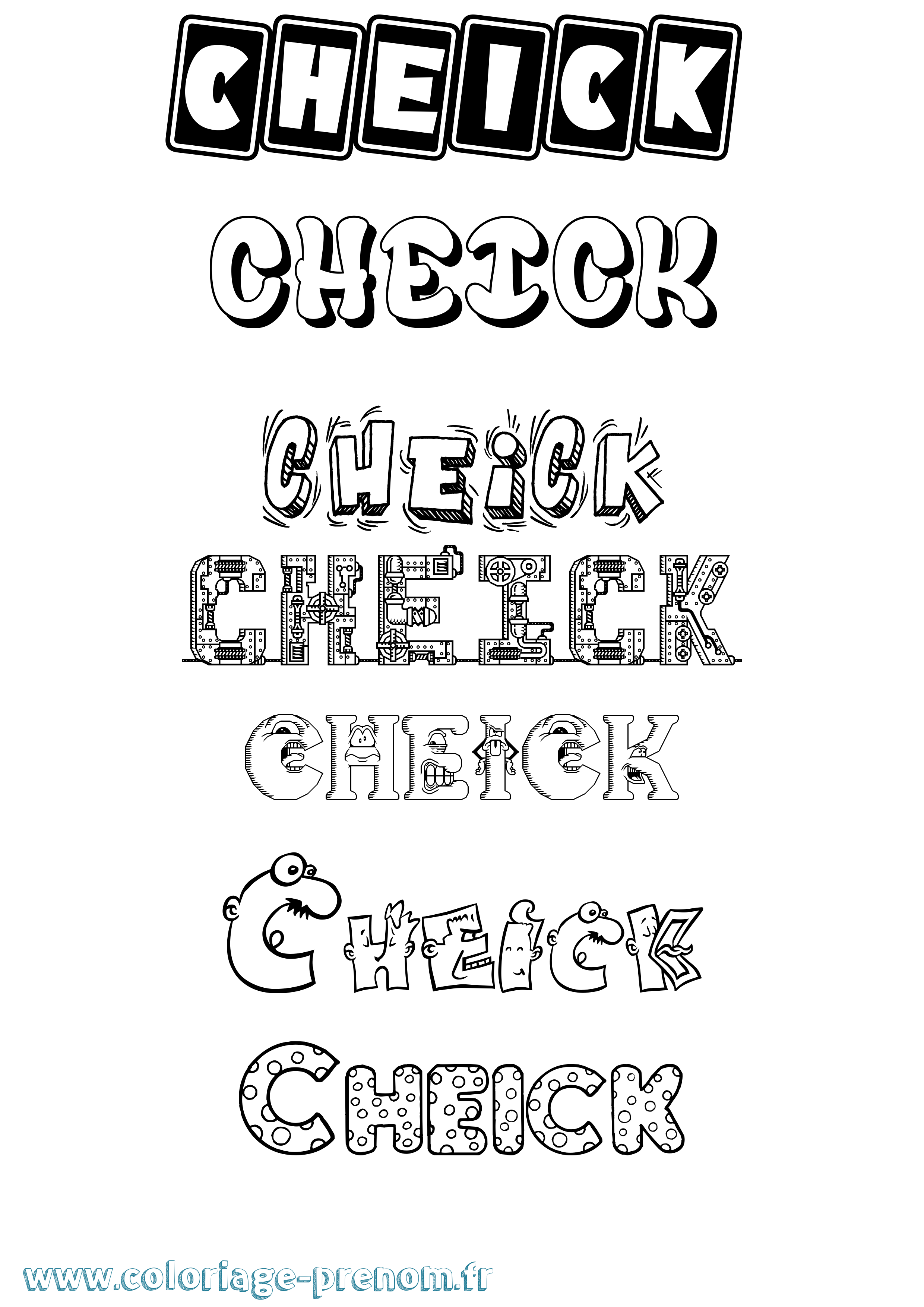 Coloriage prénom Cheick Fun