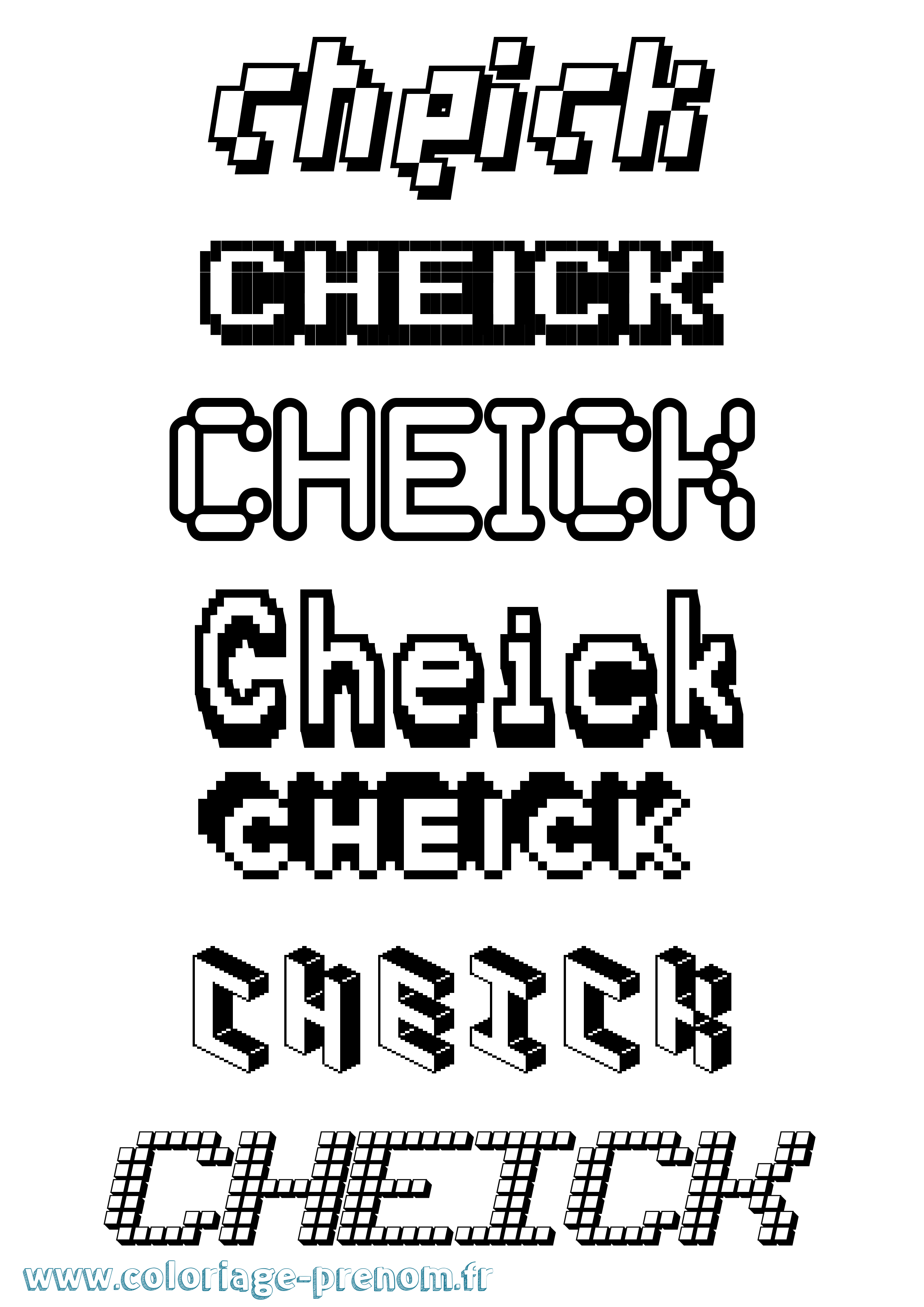 Coloriage prénom Cheick Pixel