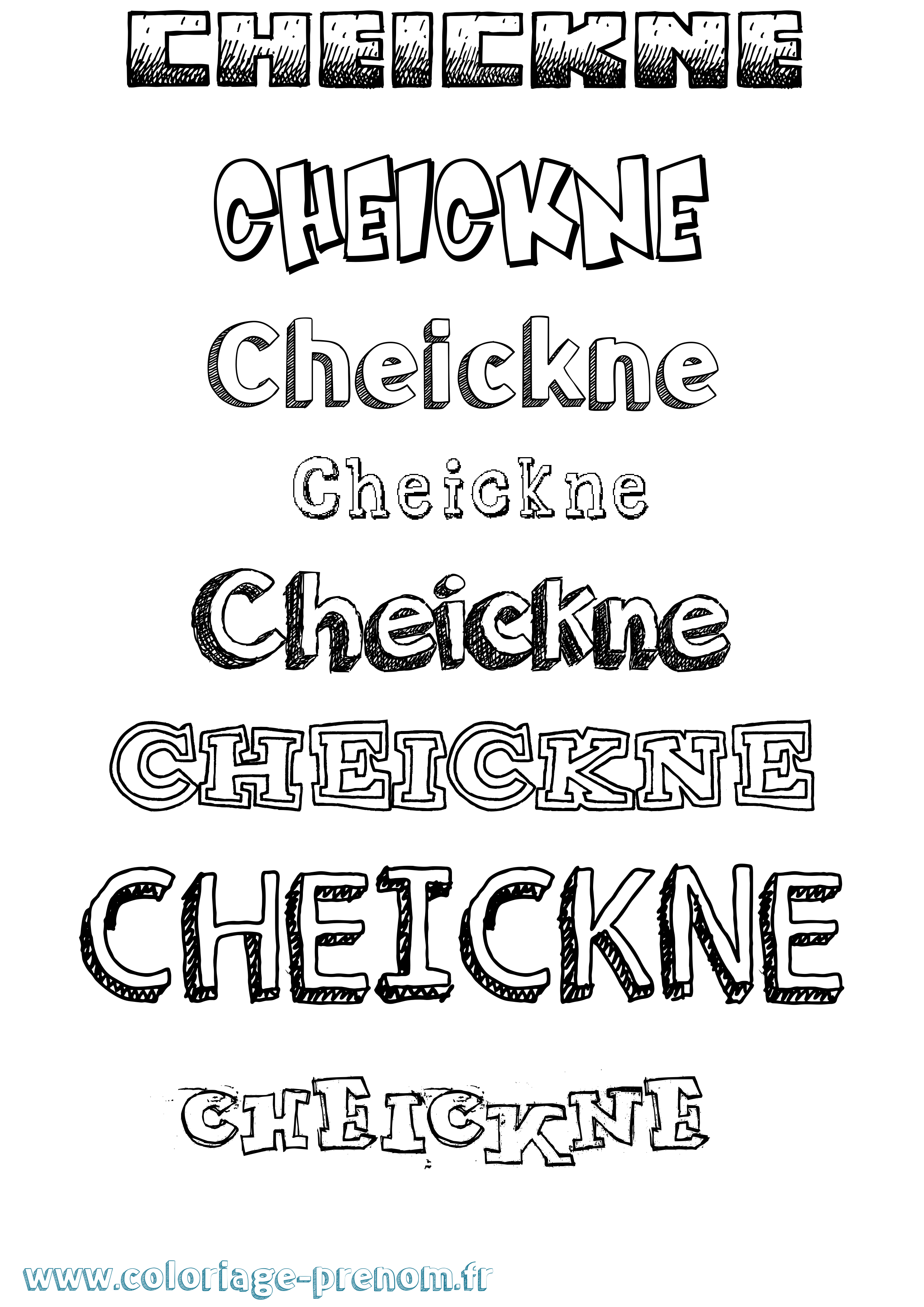 Coloriage prénom Cheickne Dessiné