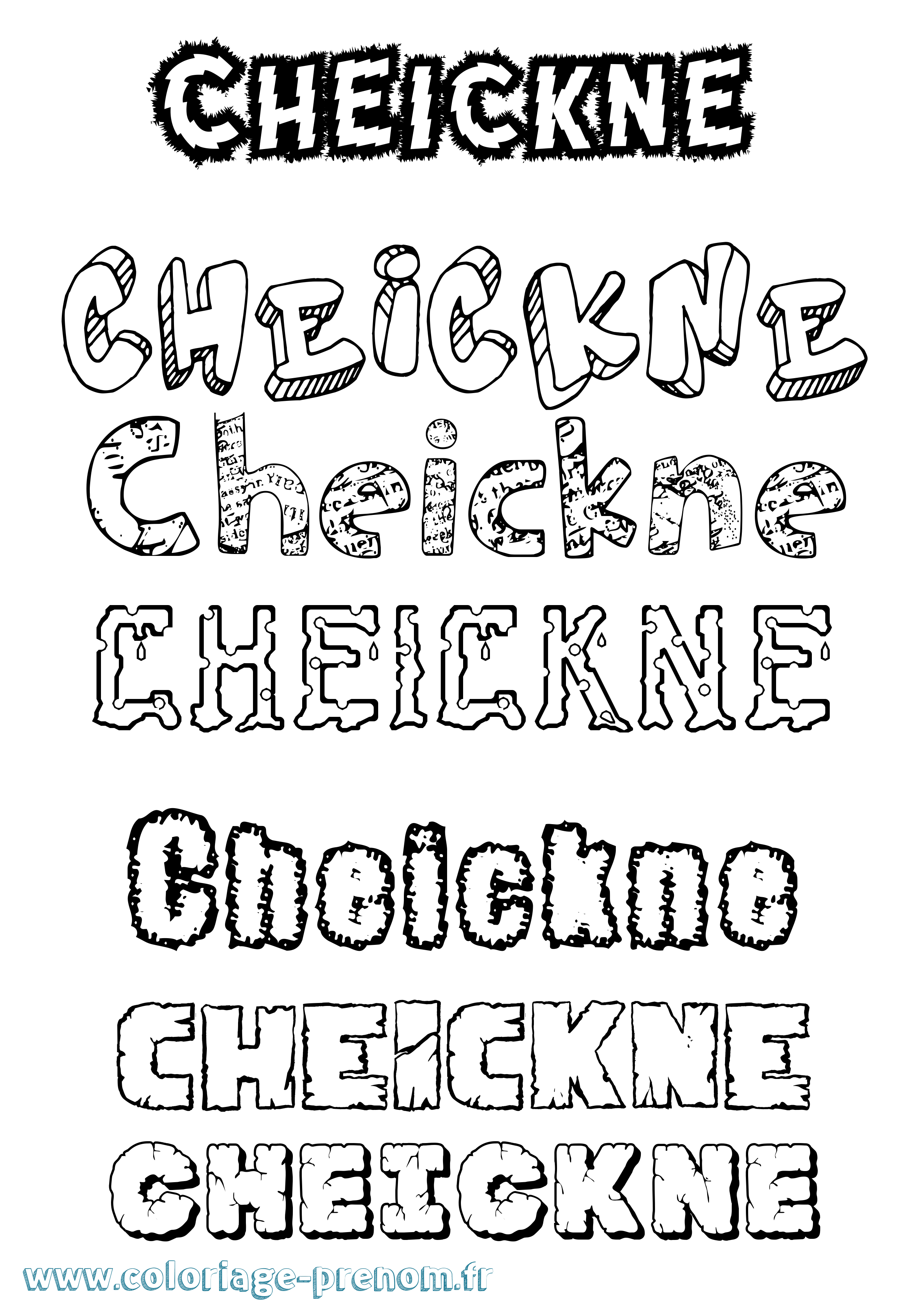 Coloriage prénom Cheickne Destructuré