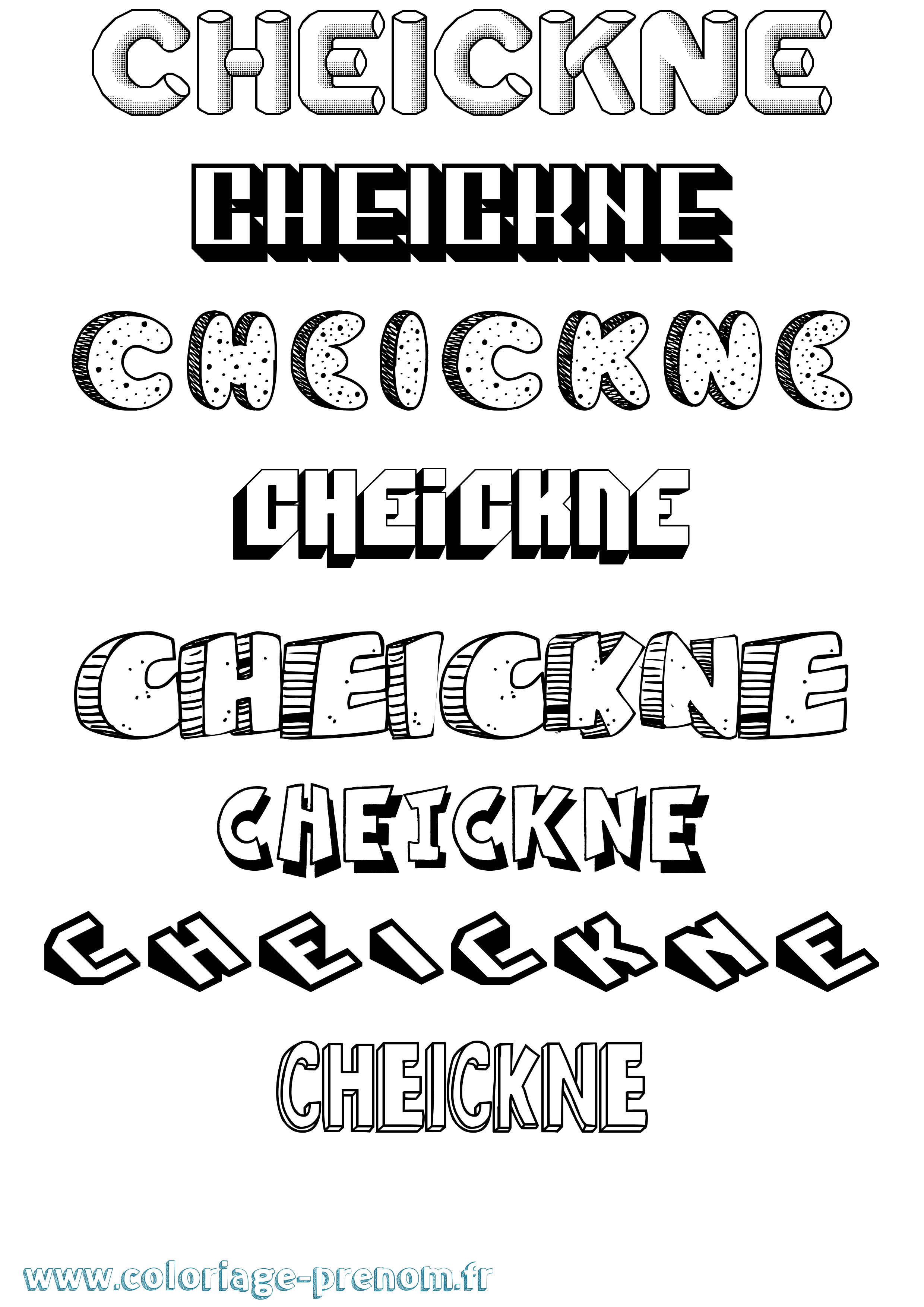 Coloriage prénom Cheickne Effet 3D