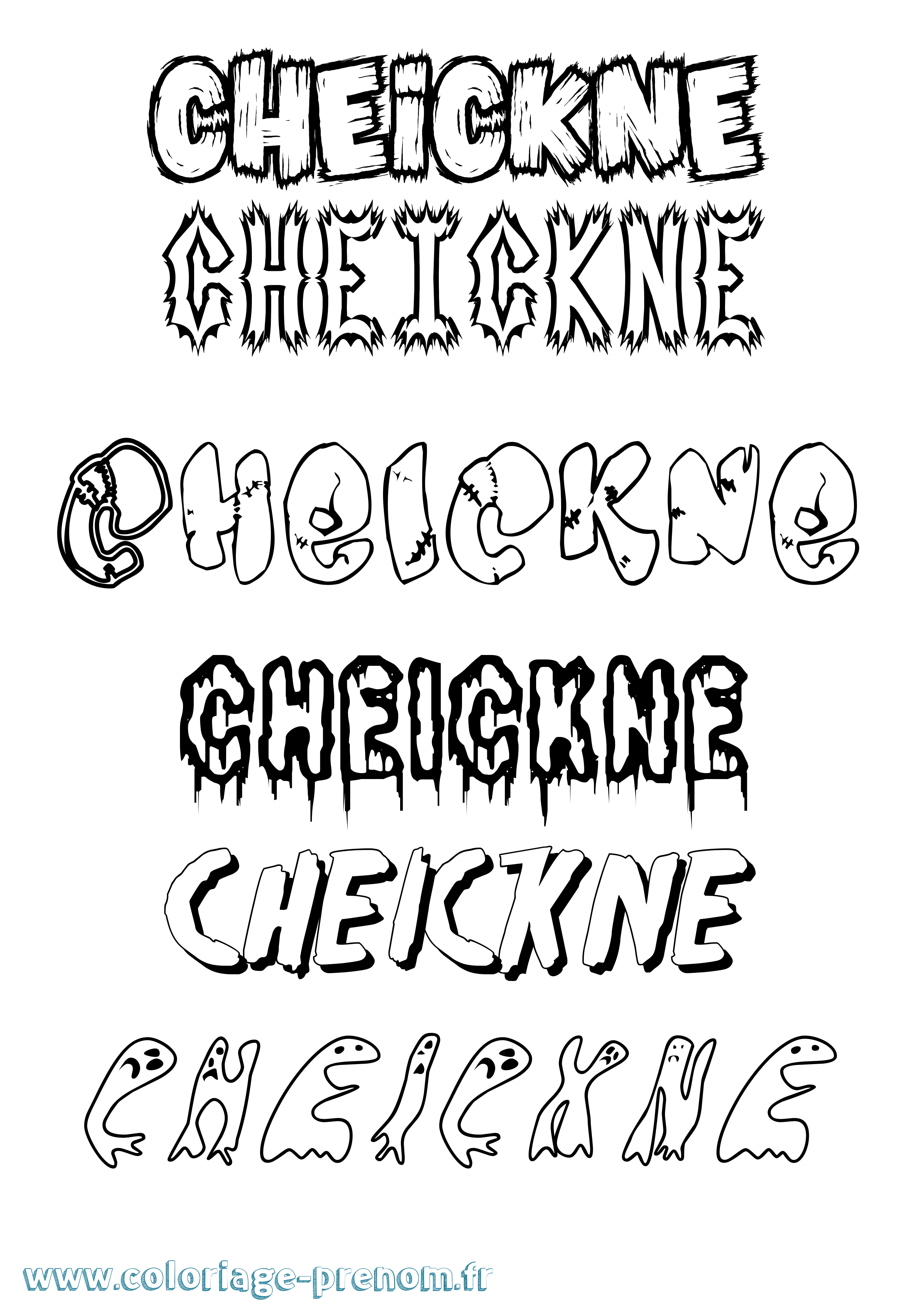 Coloriage prénom Cheickne Frisson