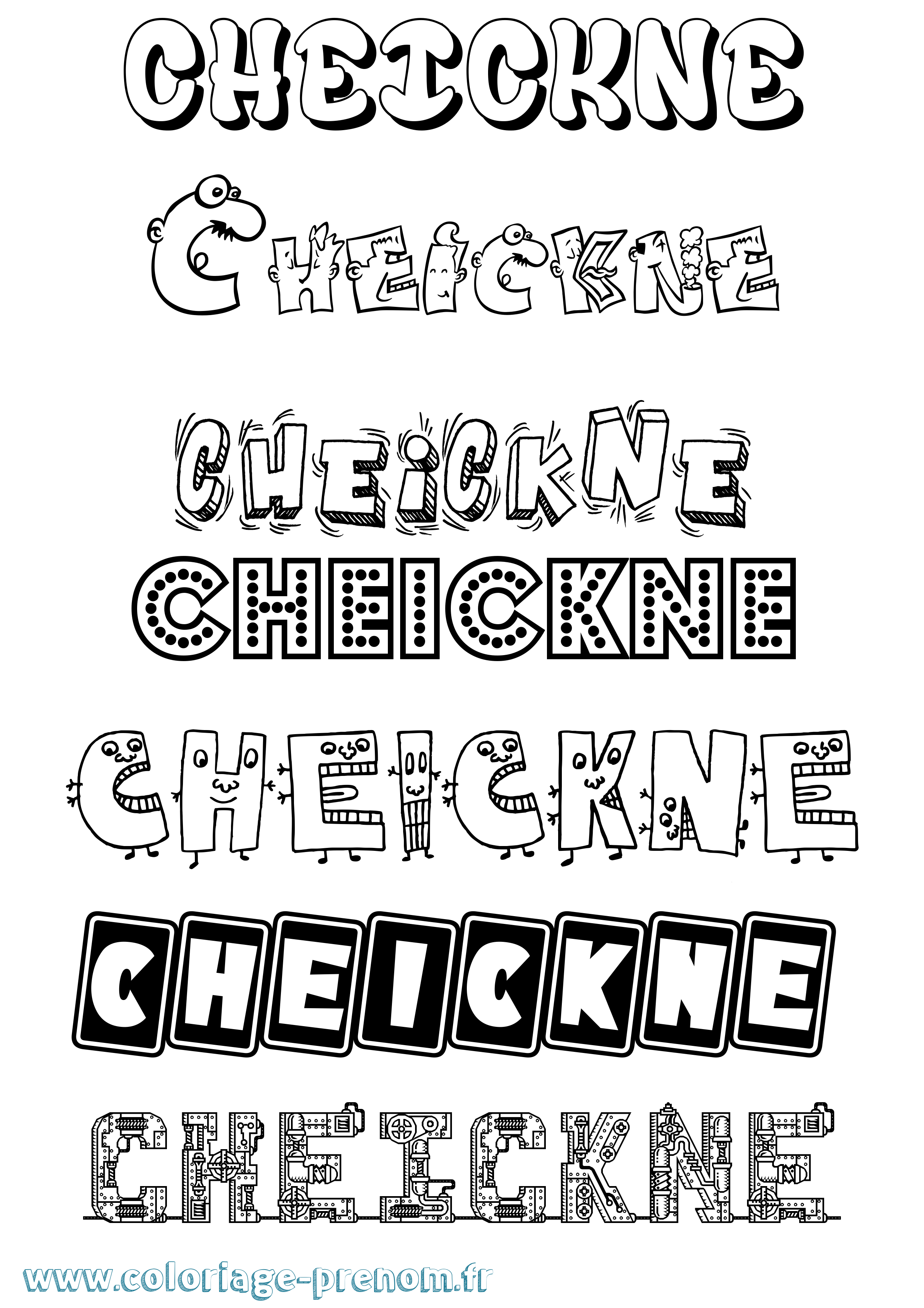Coloriage prénom Cheickne Fun