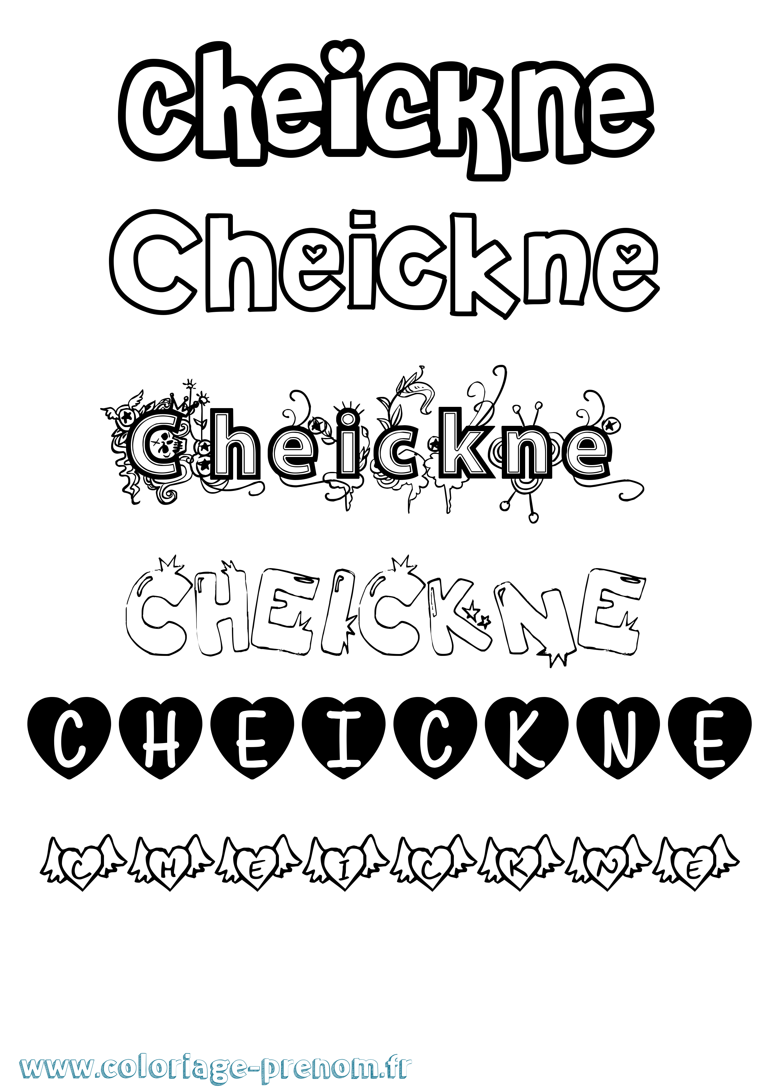 Coloriage prénom Cheickne Girly