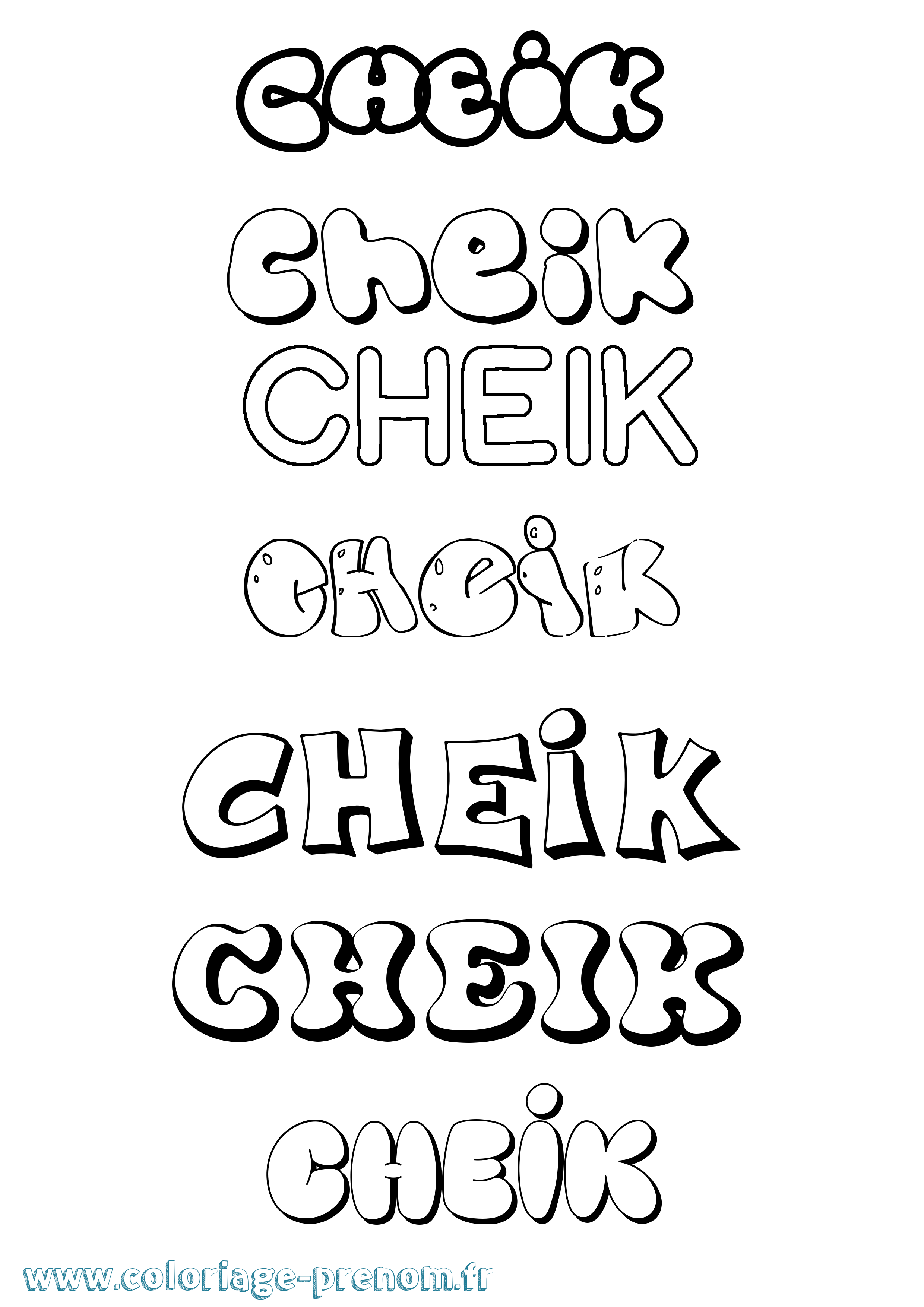 Coloriage prénom Cheik Bubble
