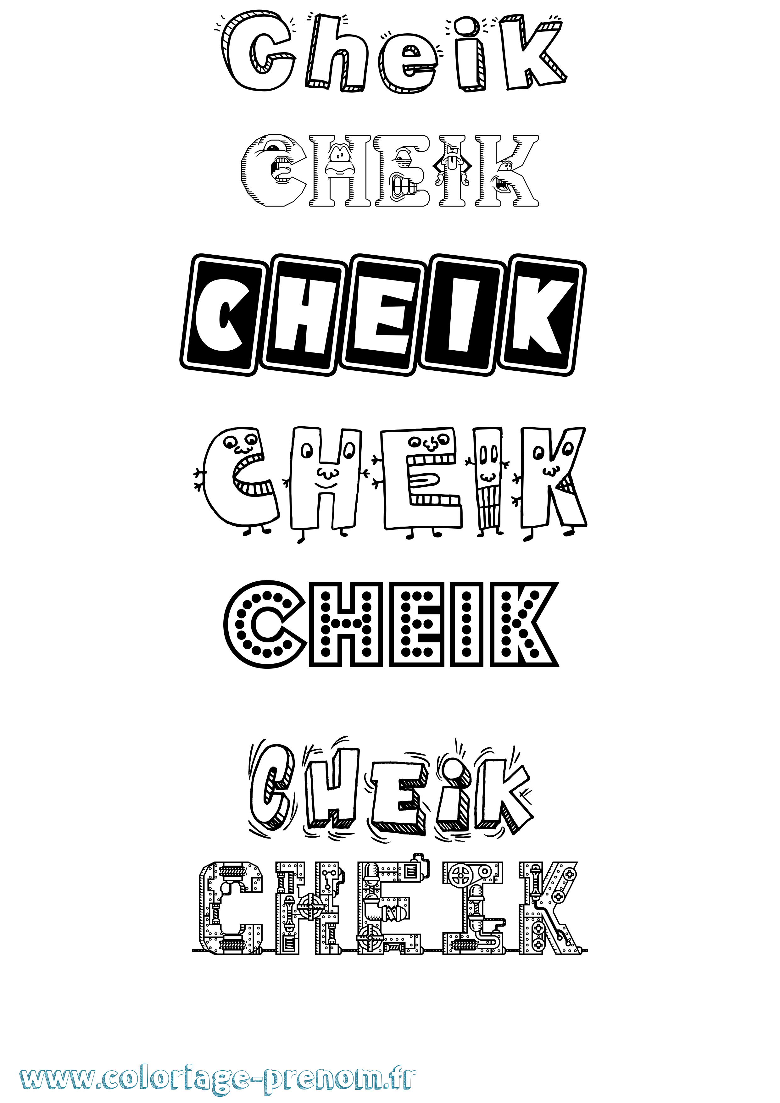 Coloriage prénom Cheik Fun