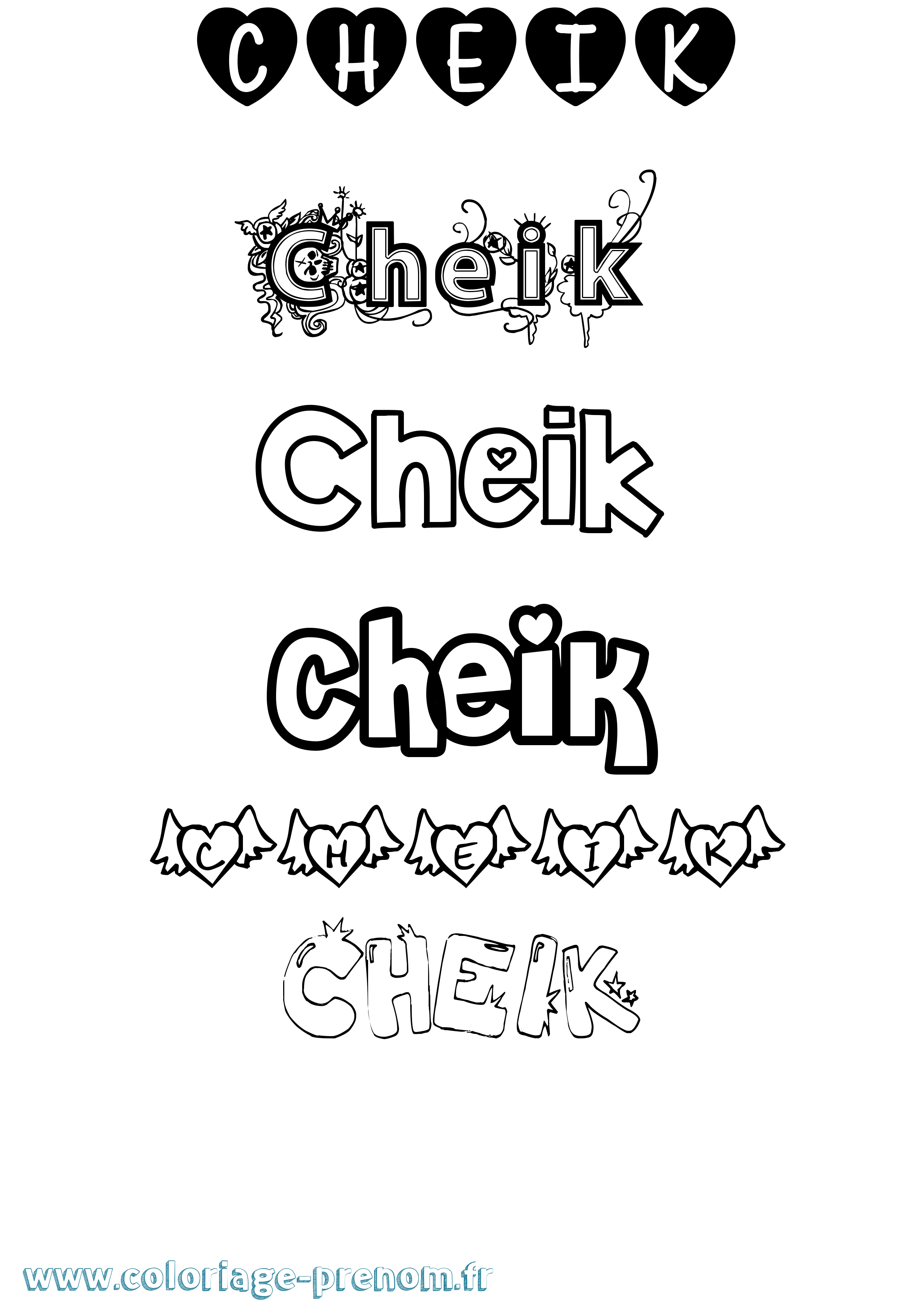 Coloriage prénom Cheik Girly