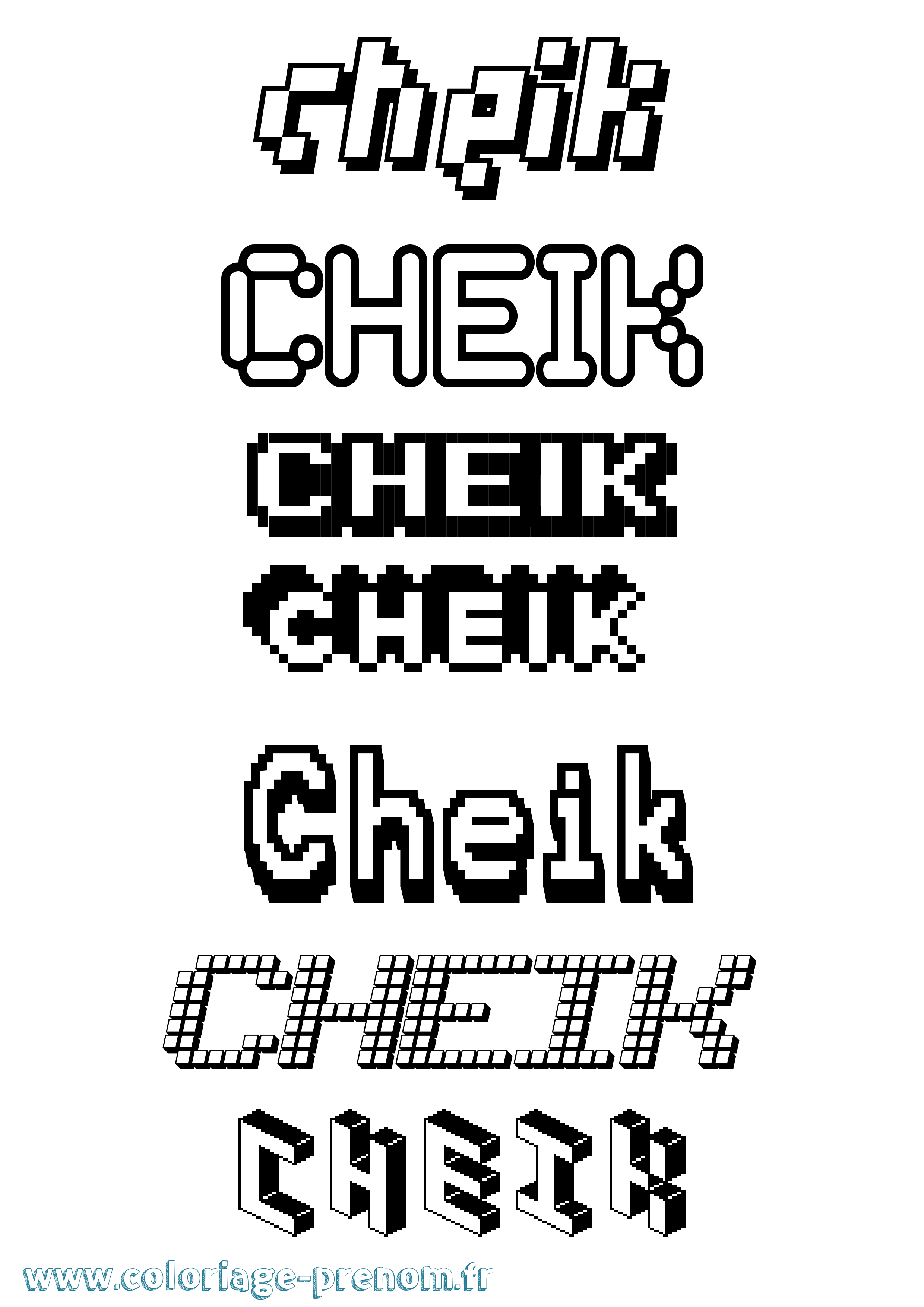 Coloriage prénom Cheik Pixel