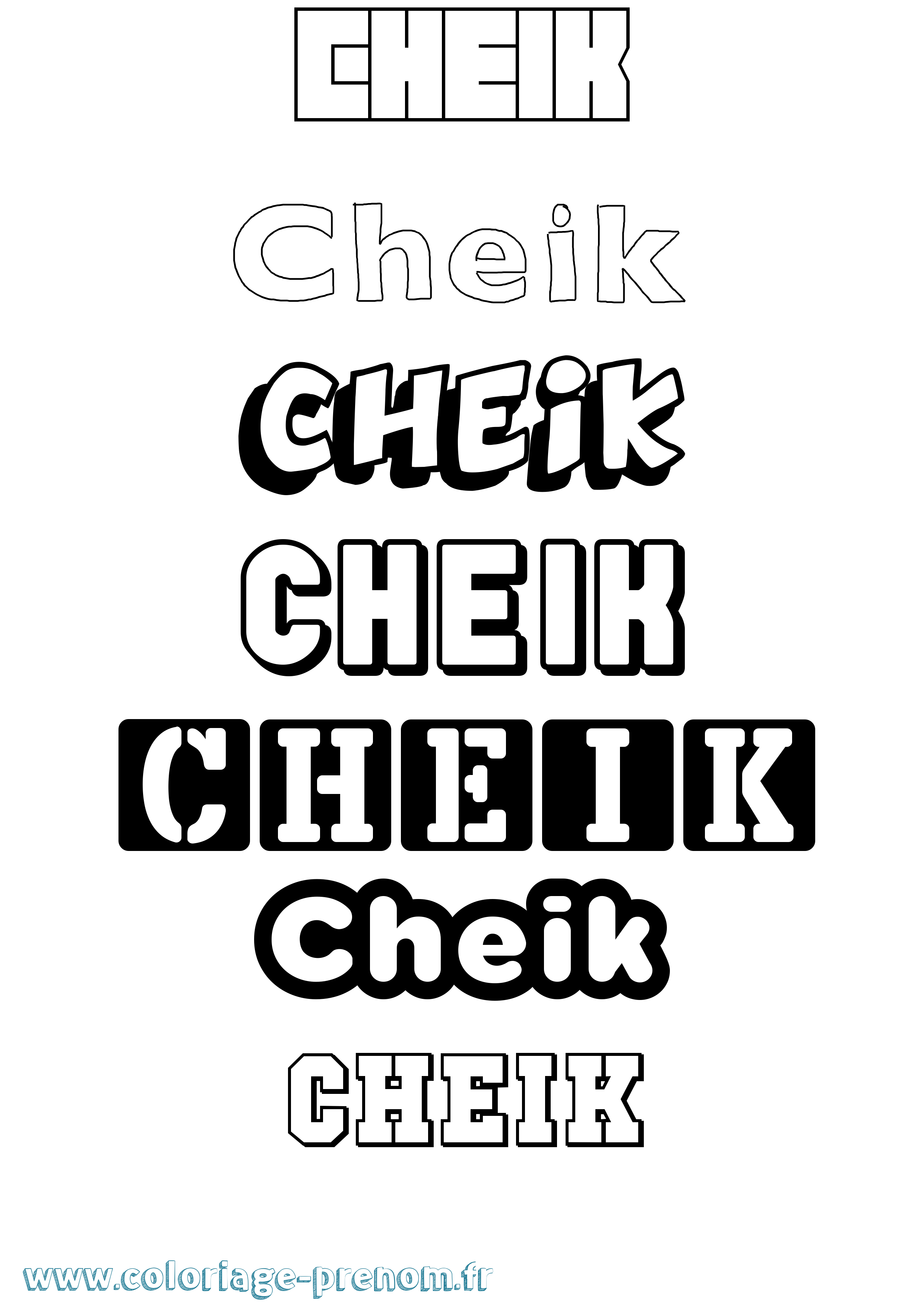 Coloriage prénom Cheik Simple