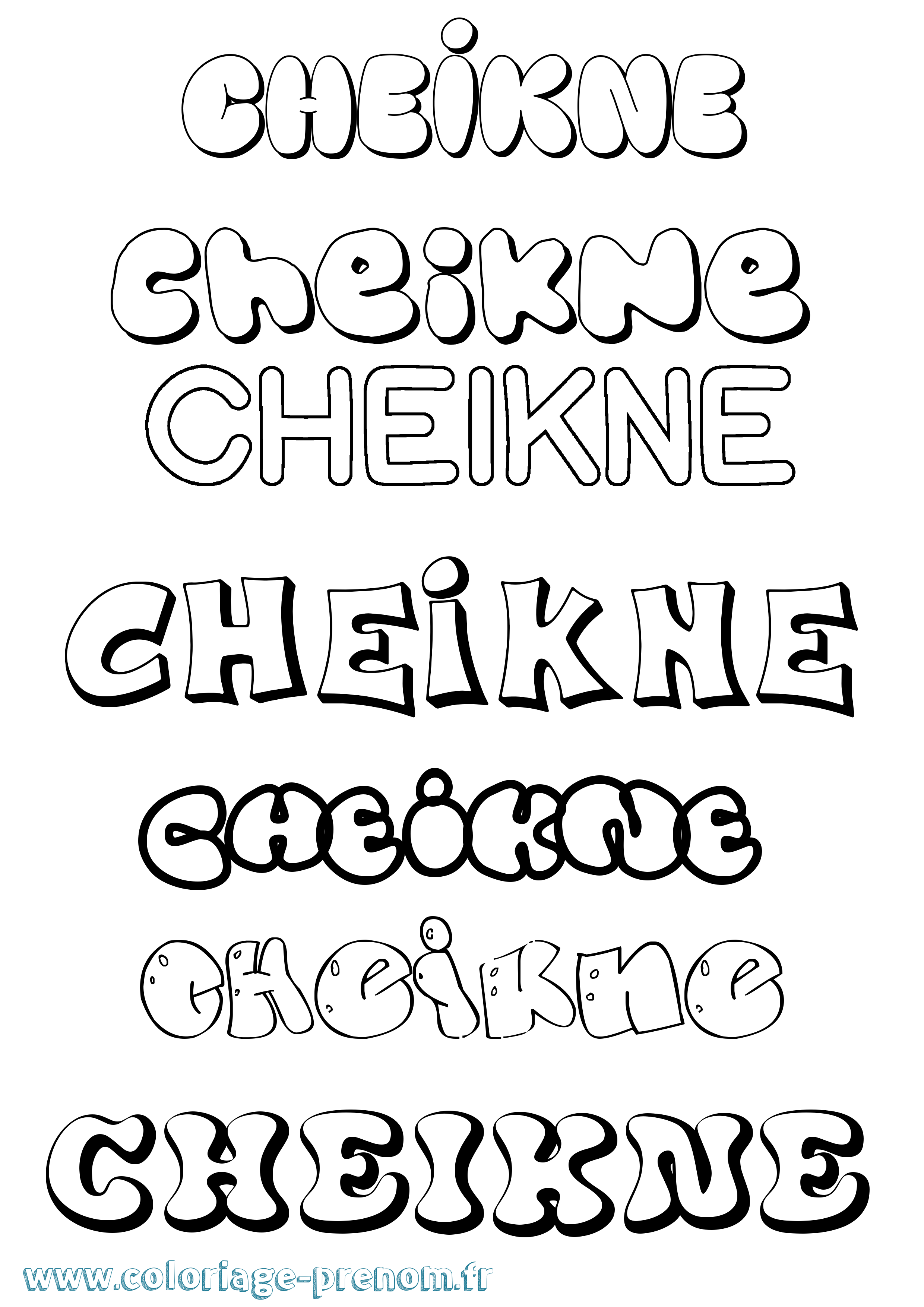 Coloriage prénom Cheikne Bubble