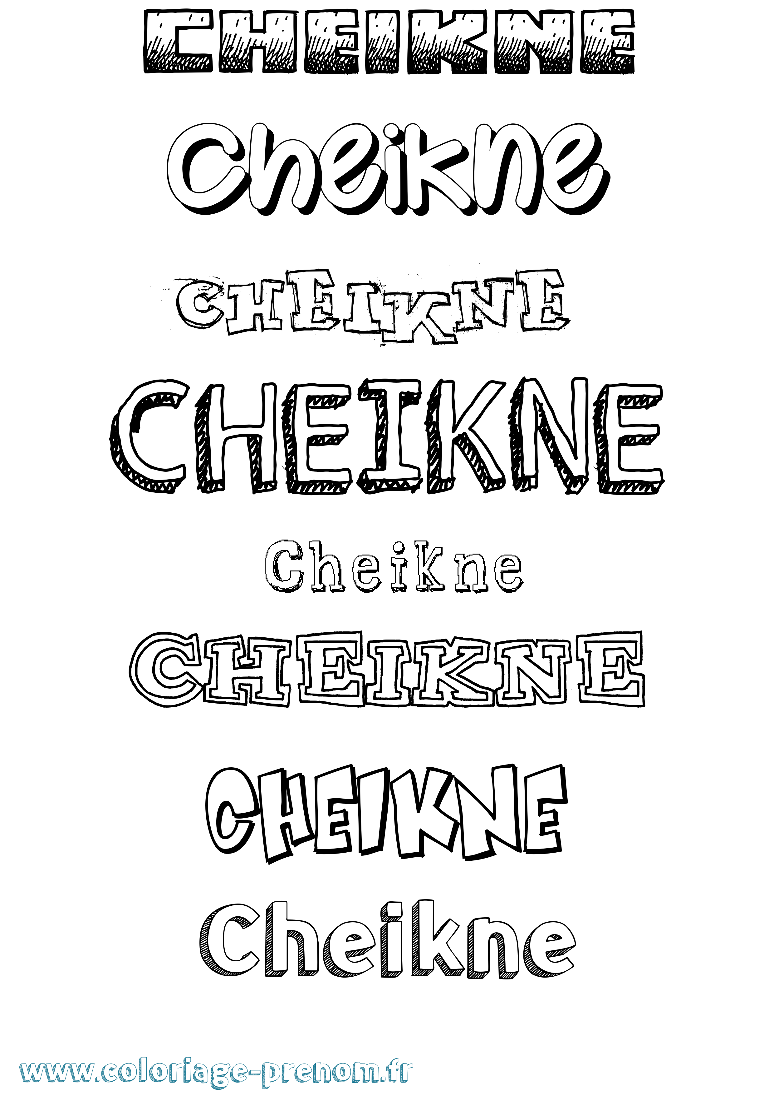 Coloriage prénom Cheikne Dessiné