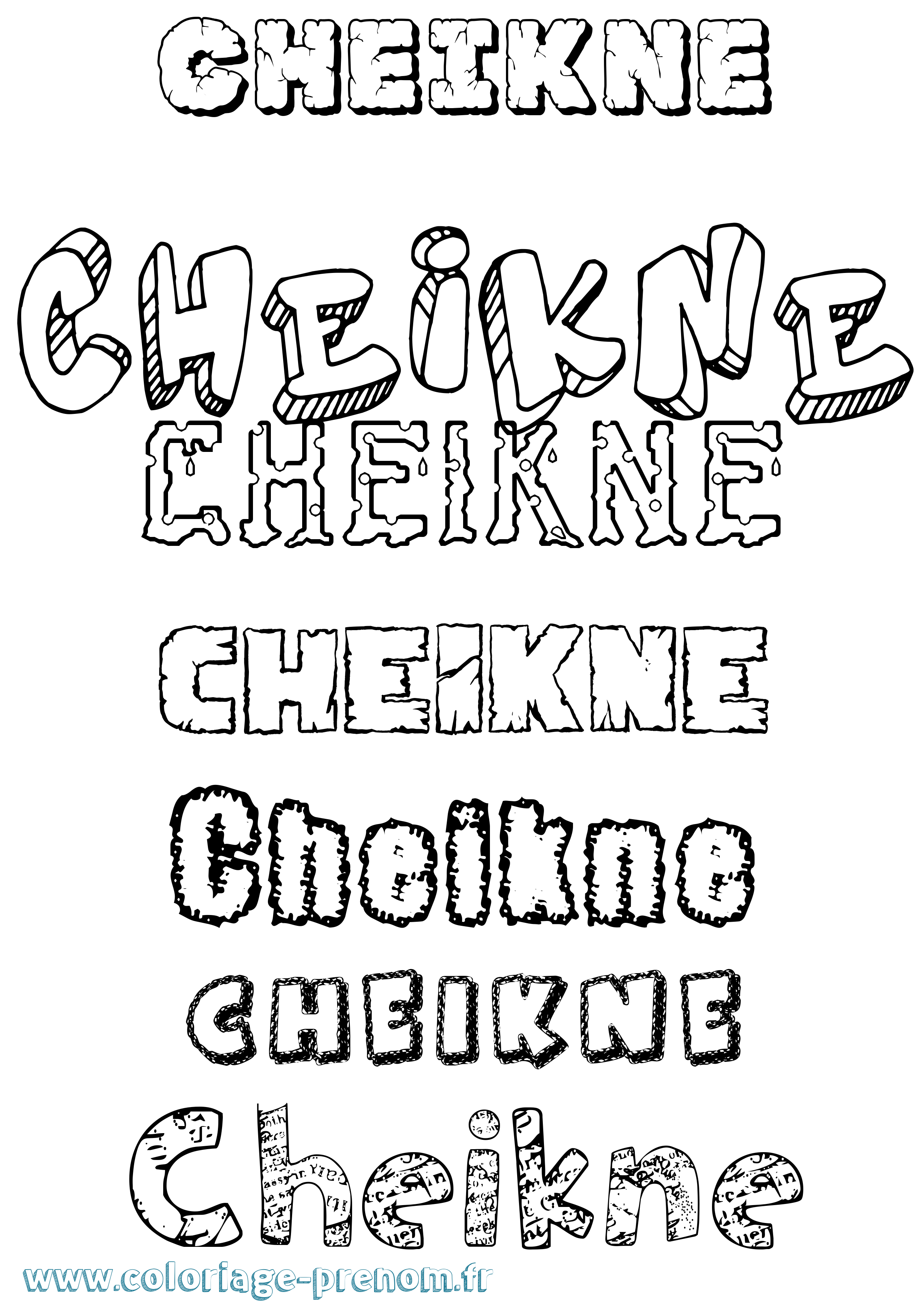 Coloriage Cheikne Destructuré Coloriage prénom Cheikne Destructuré