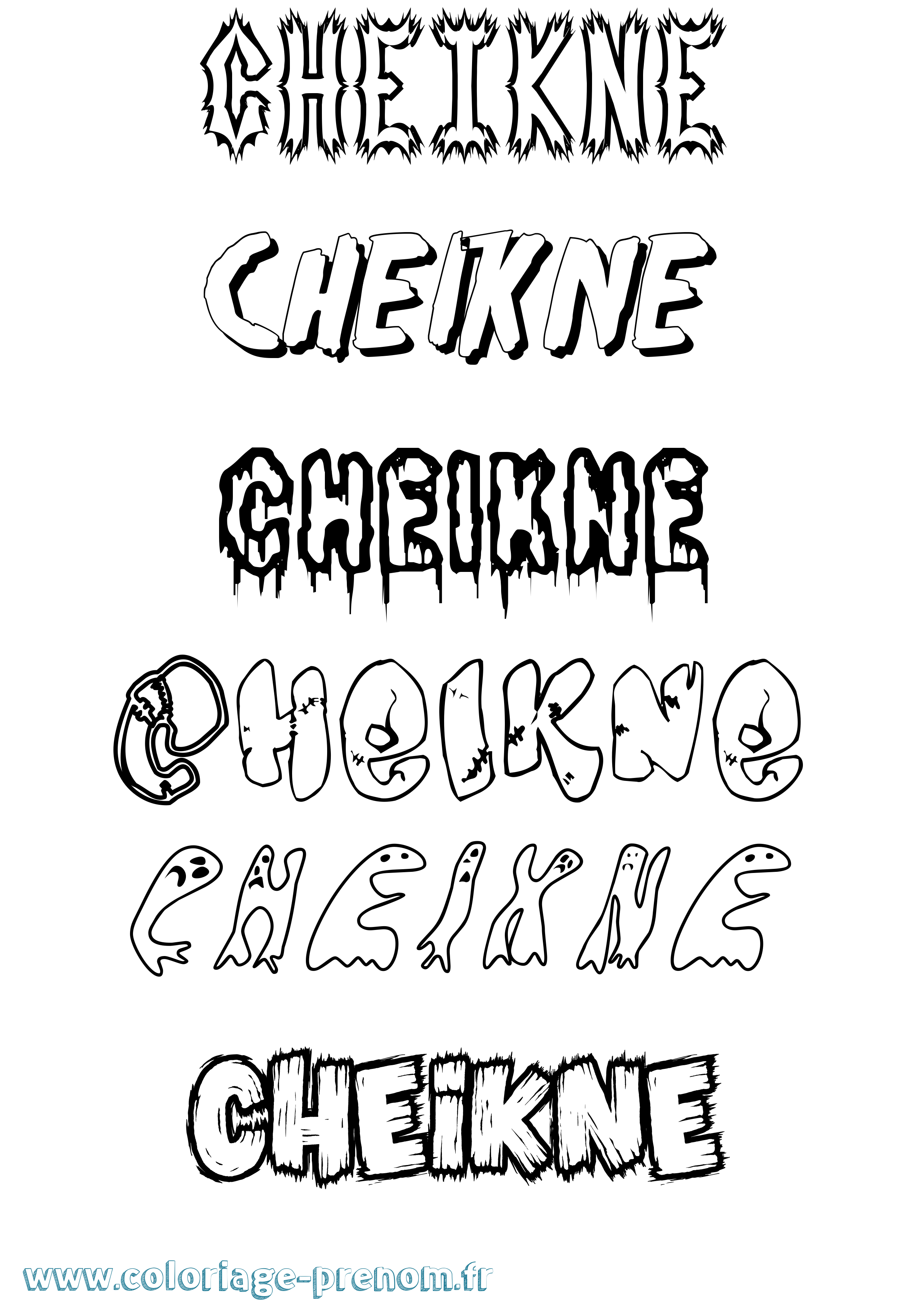 Coloriage prénom Cheikne Frisson