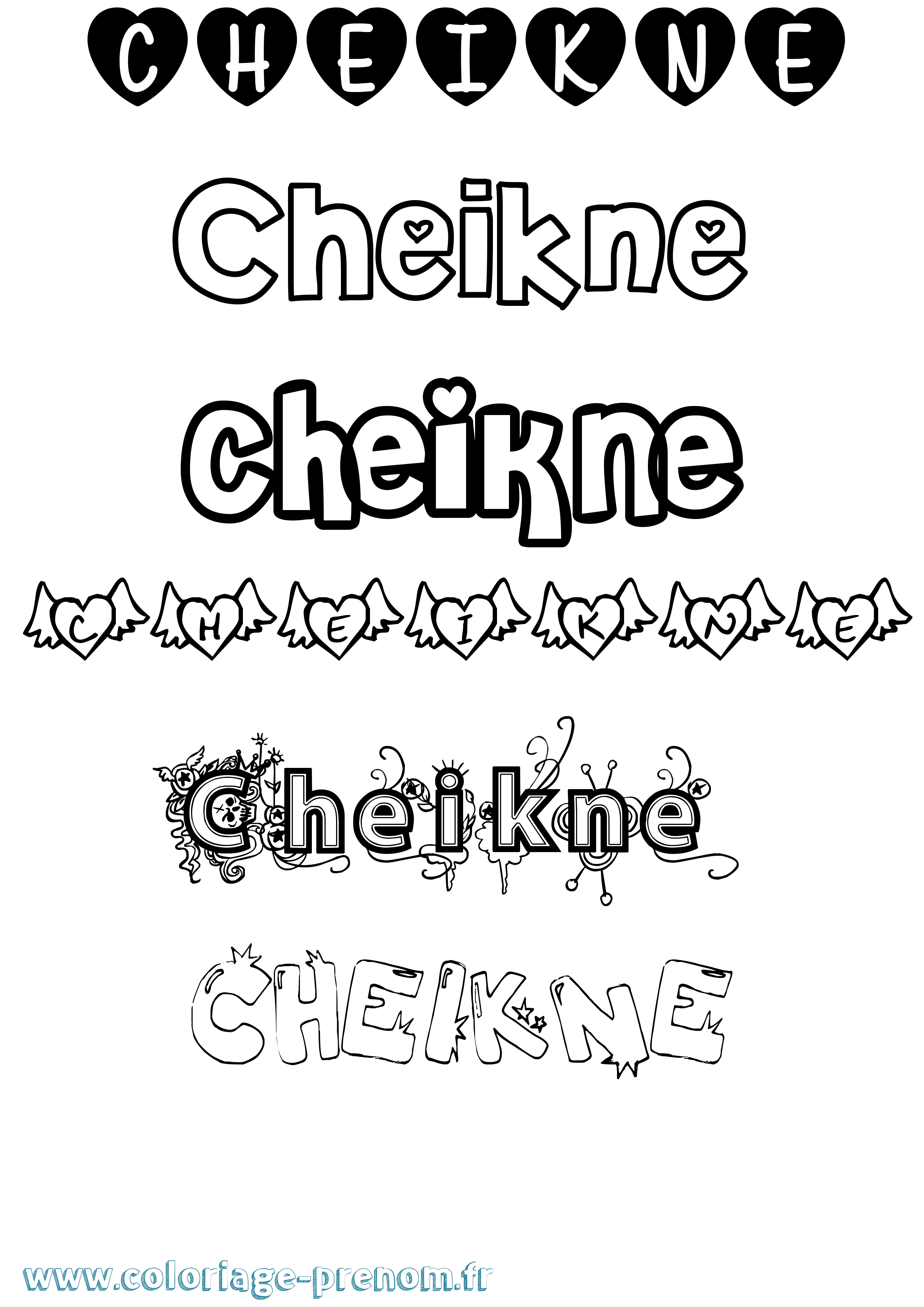Coloriage prénom Cheikne Girly