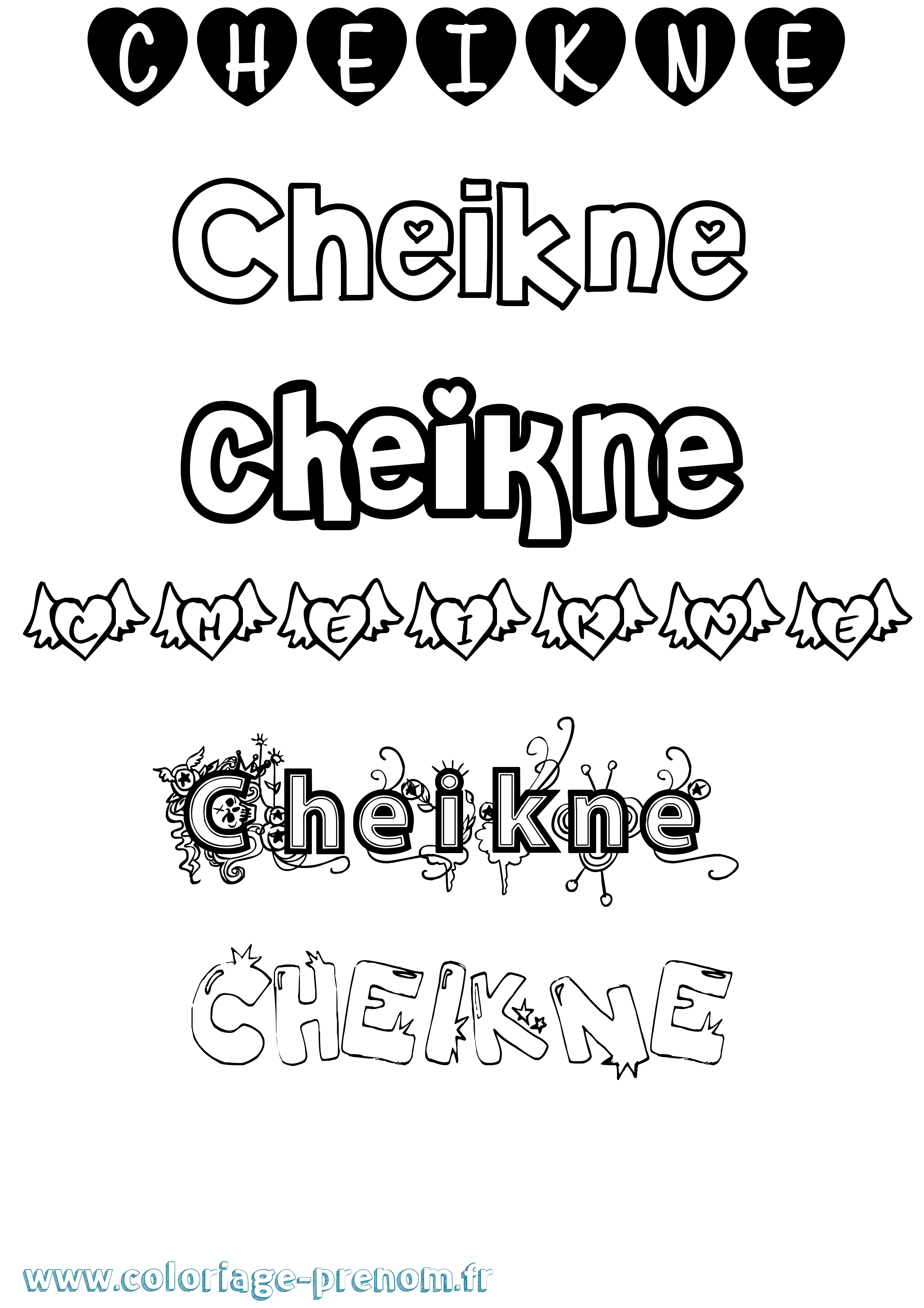 Coloriage Cheikne Girly Coloriage prénom Cheikne Girly