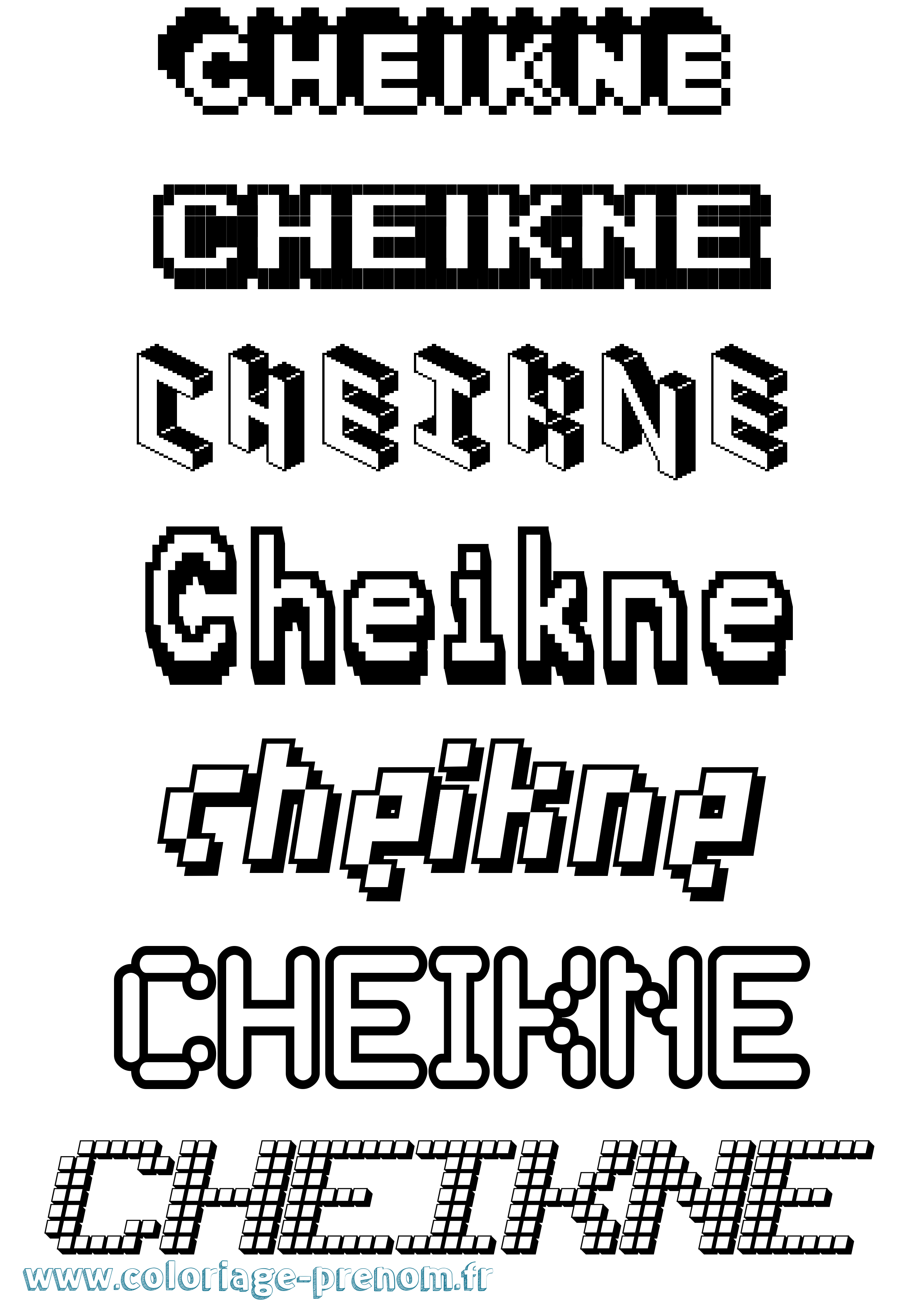 Coloriage prénom Cheikne Pixel
