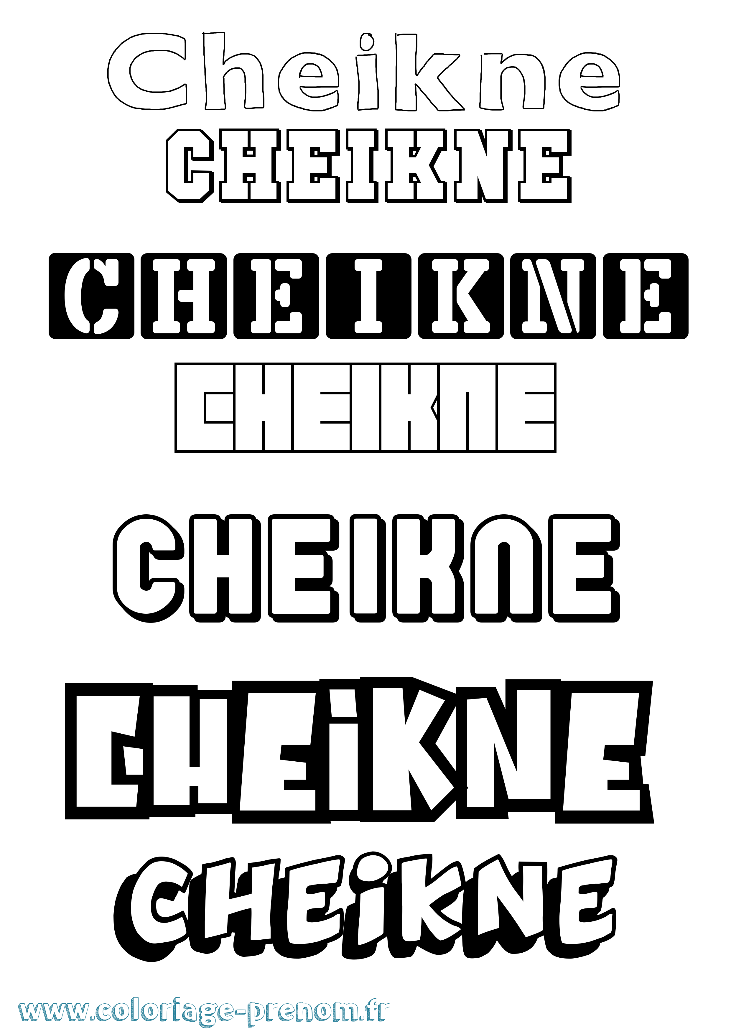 Coloriage prénom Cheikne Simple