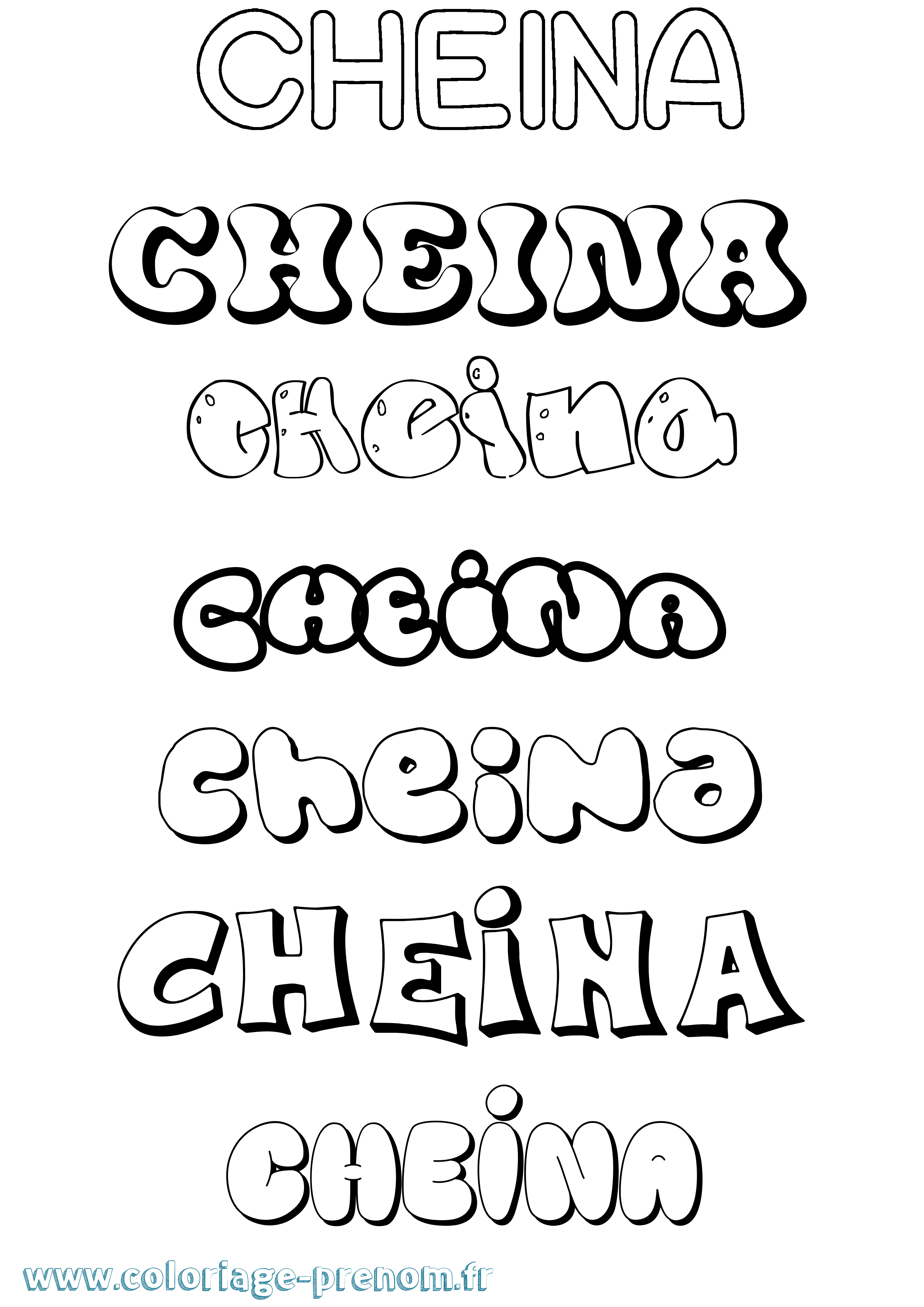 Coloriage prénom Cheina Bubble