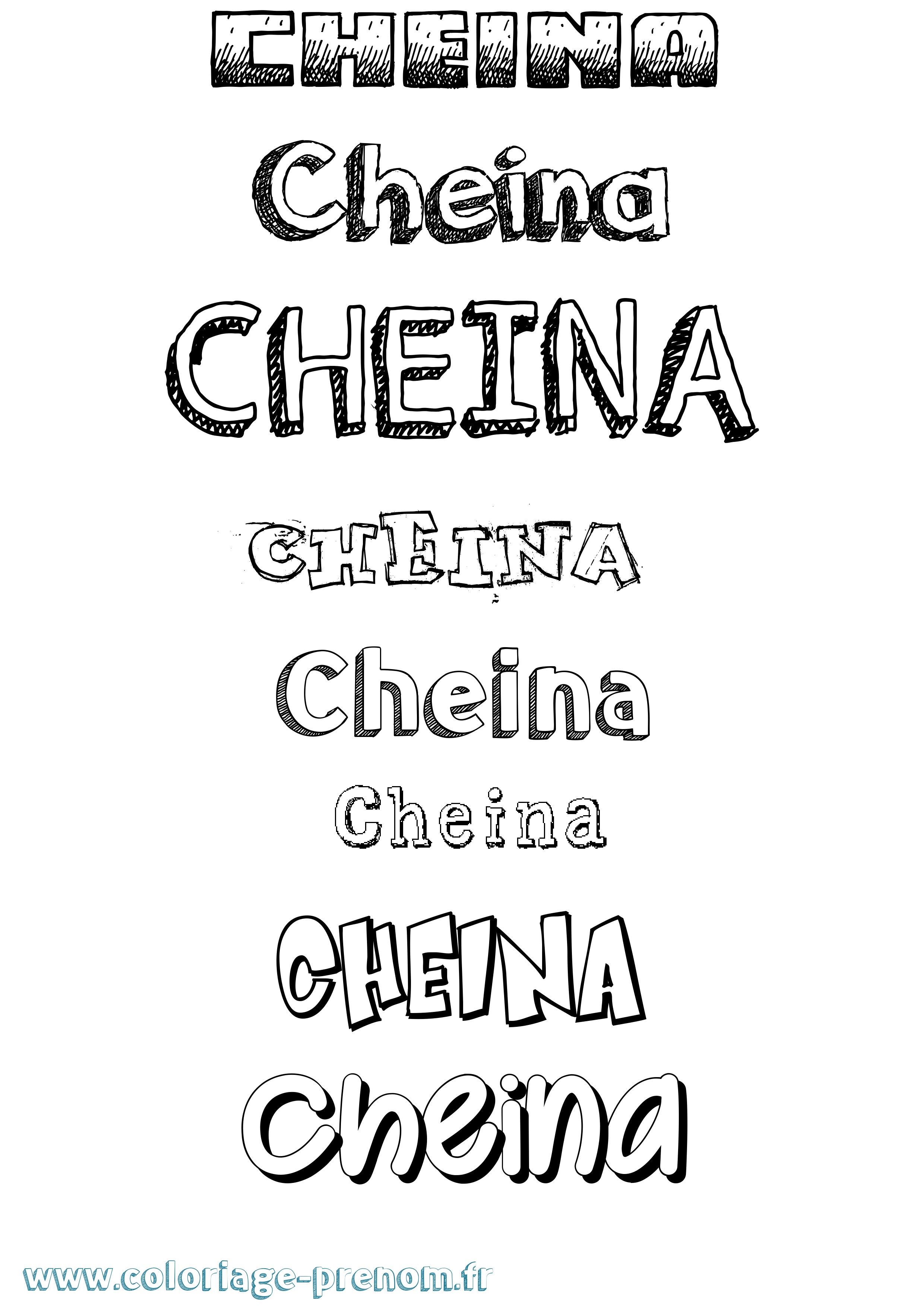 Coloriage prénom Cheina Dessiné