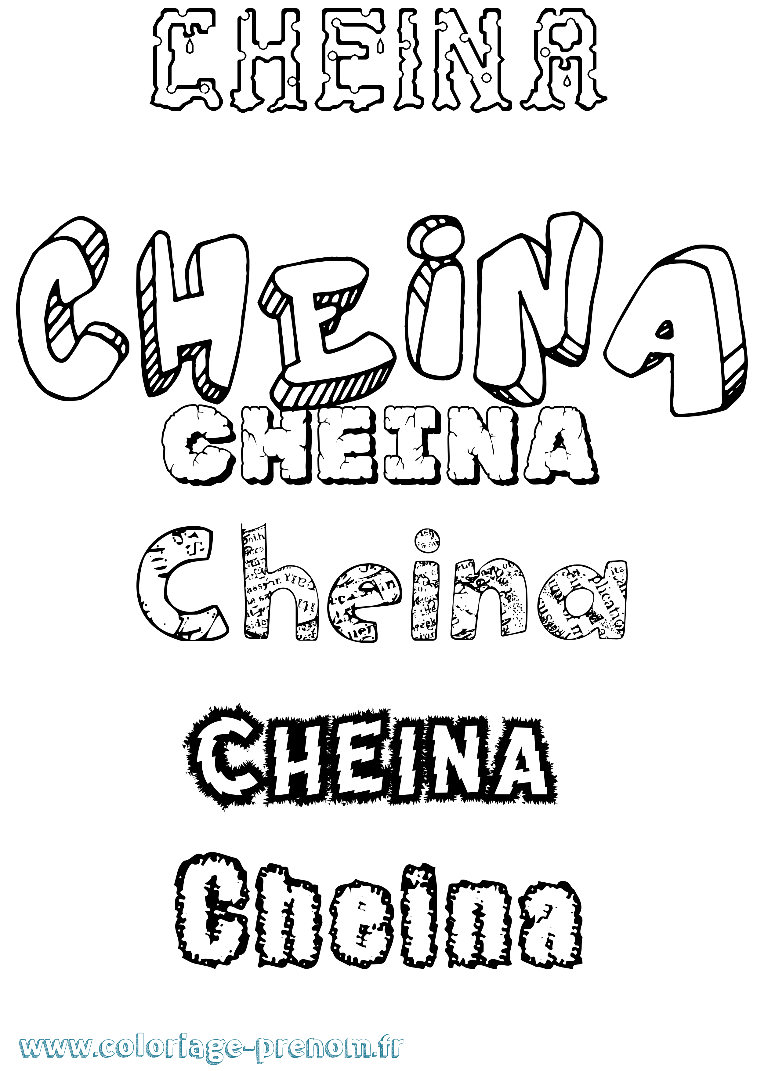 Coloriage prénom Cheina Destructuré