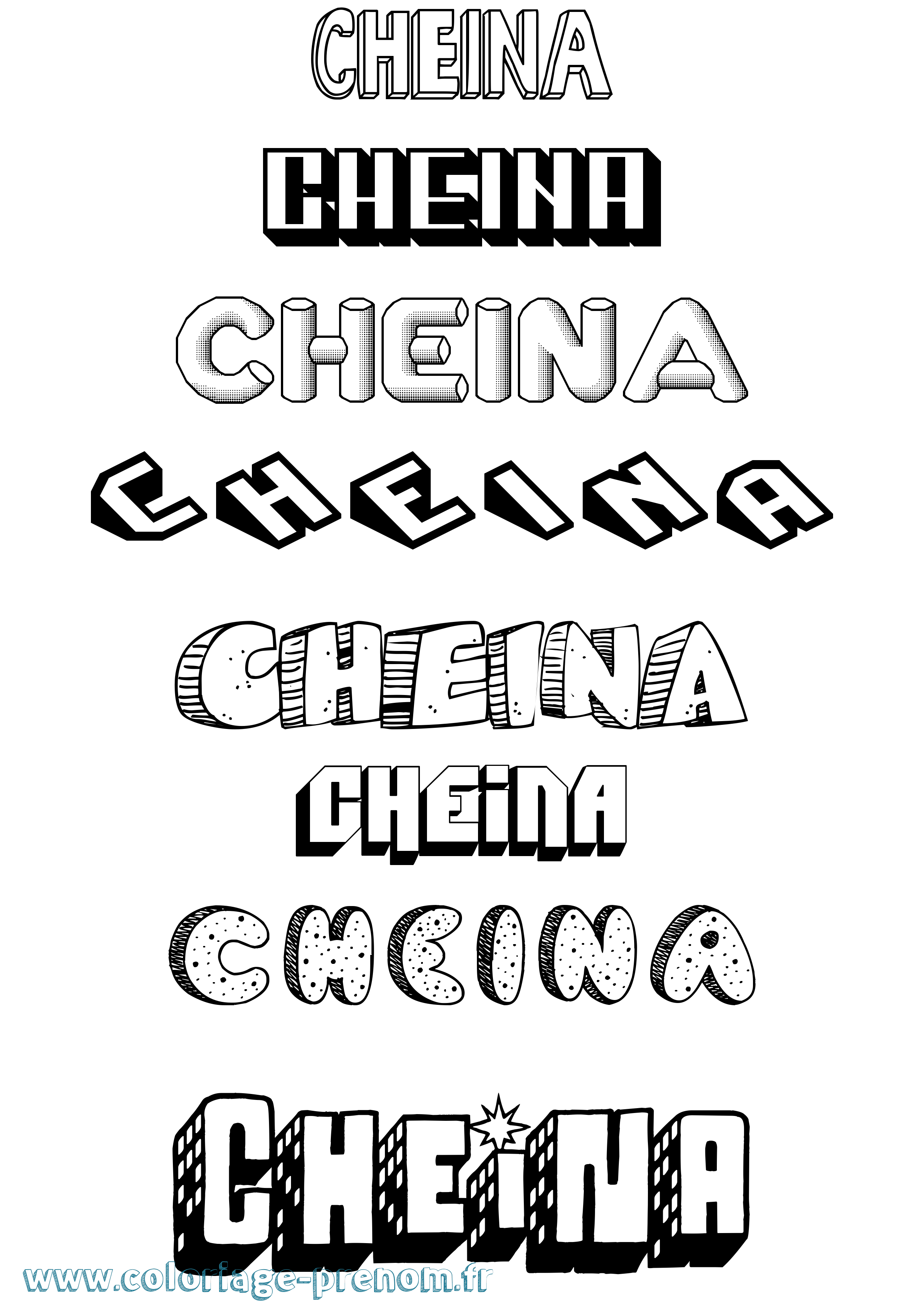 Coloriage prénom Cheina Effet 3D