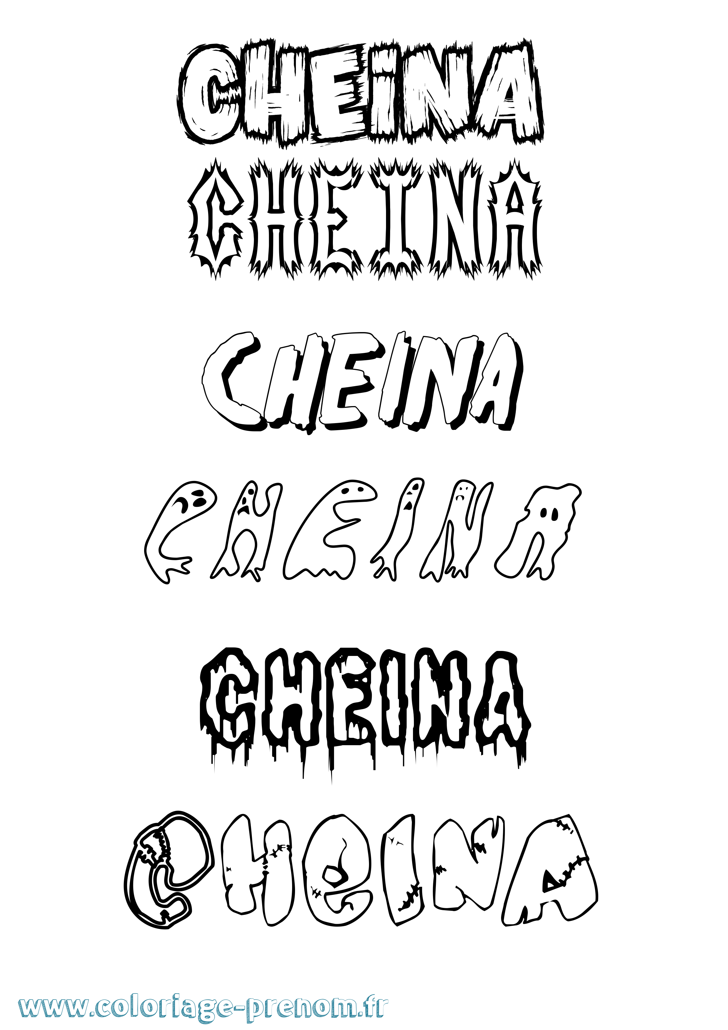 Coloriage prénom Cheina Frisson