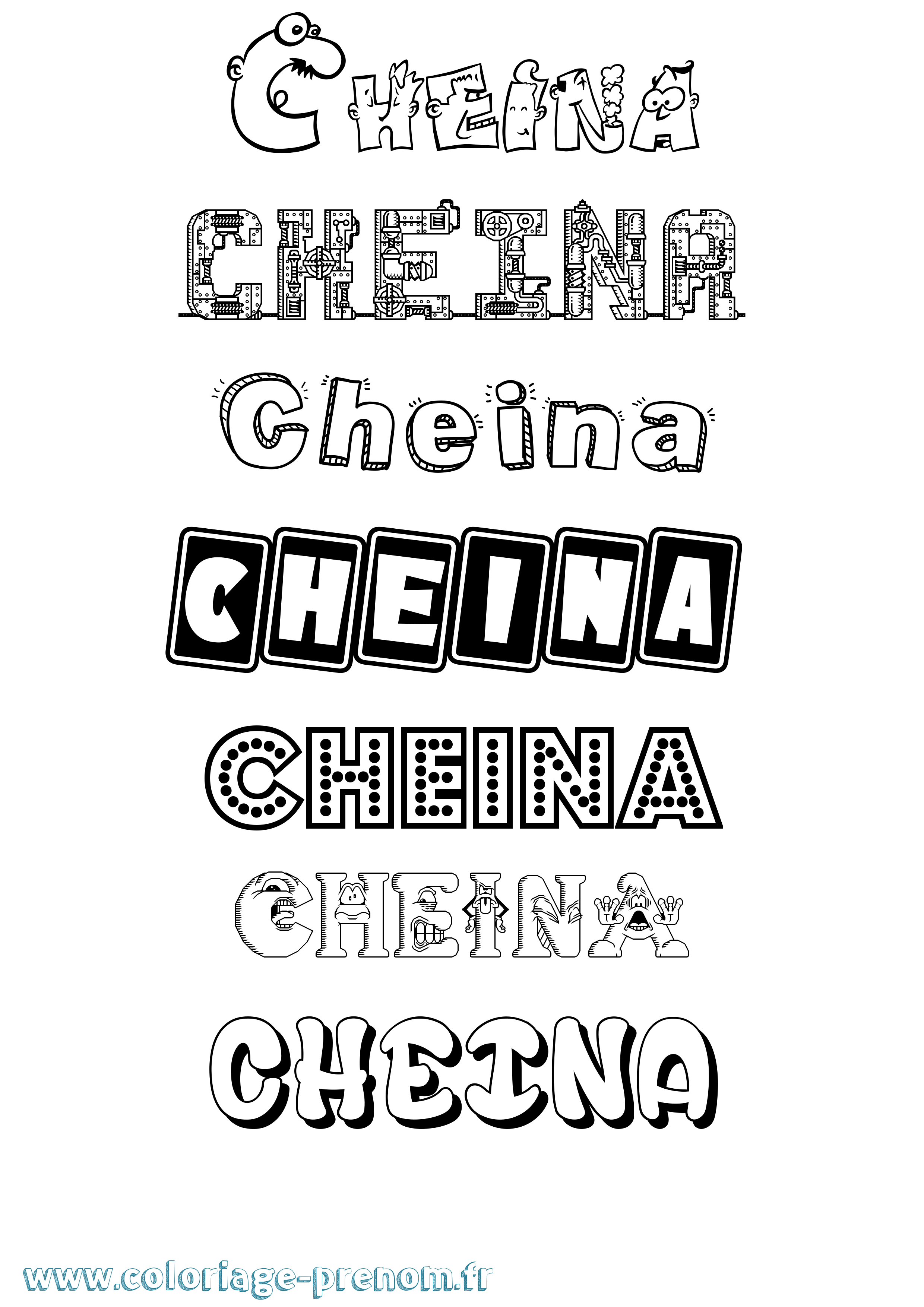 Coloriage prénom Cheina Fun