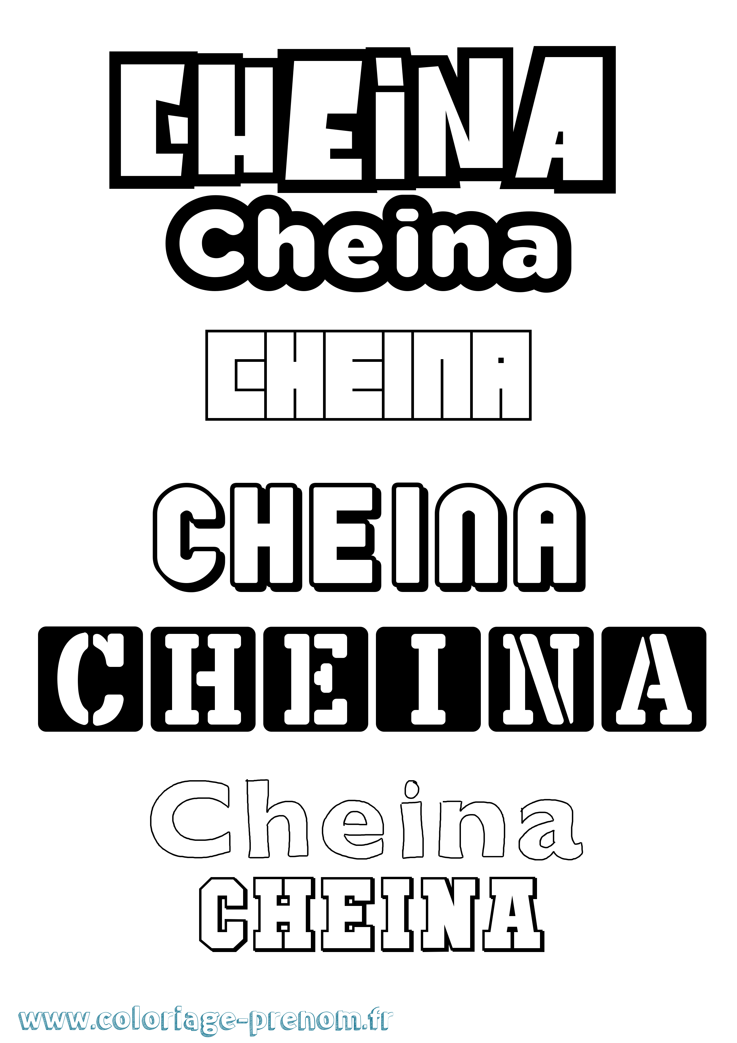 Coloriage prénom Cheina Simple