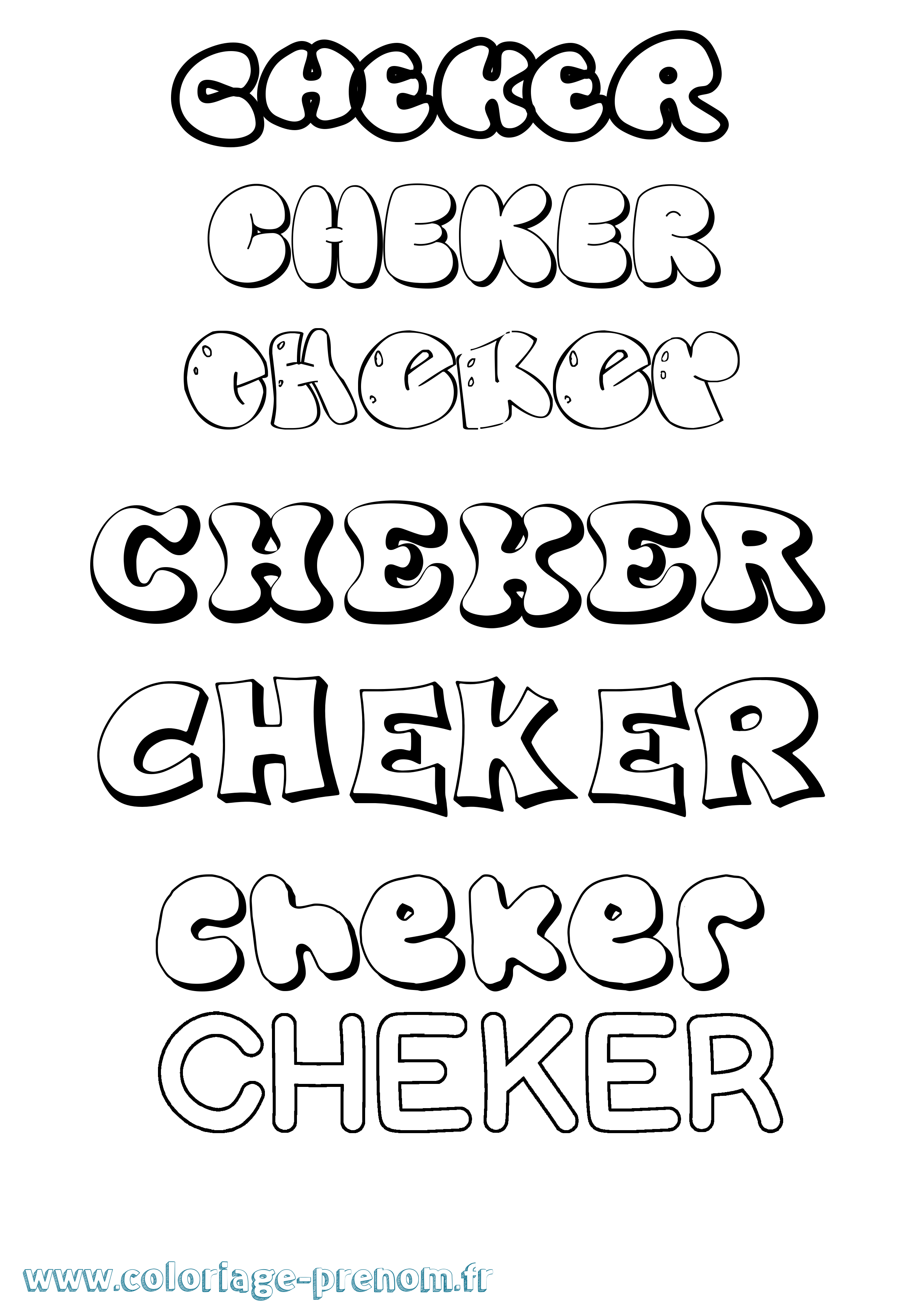 Coloriage prénom Cheker Bubble