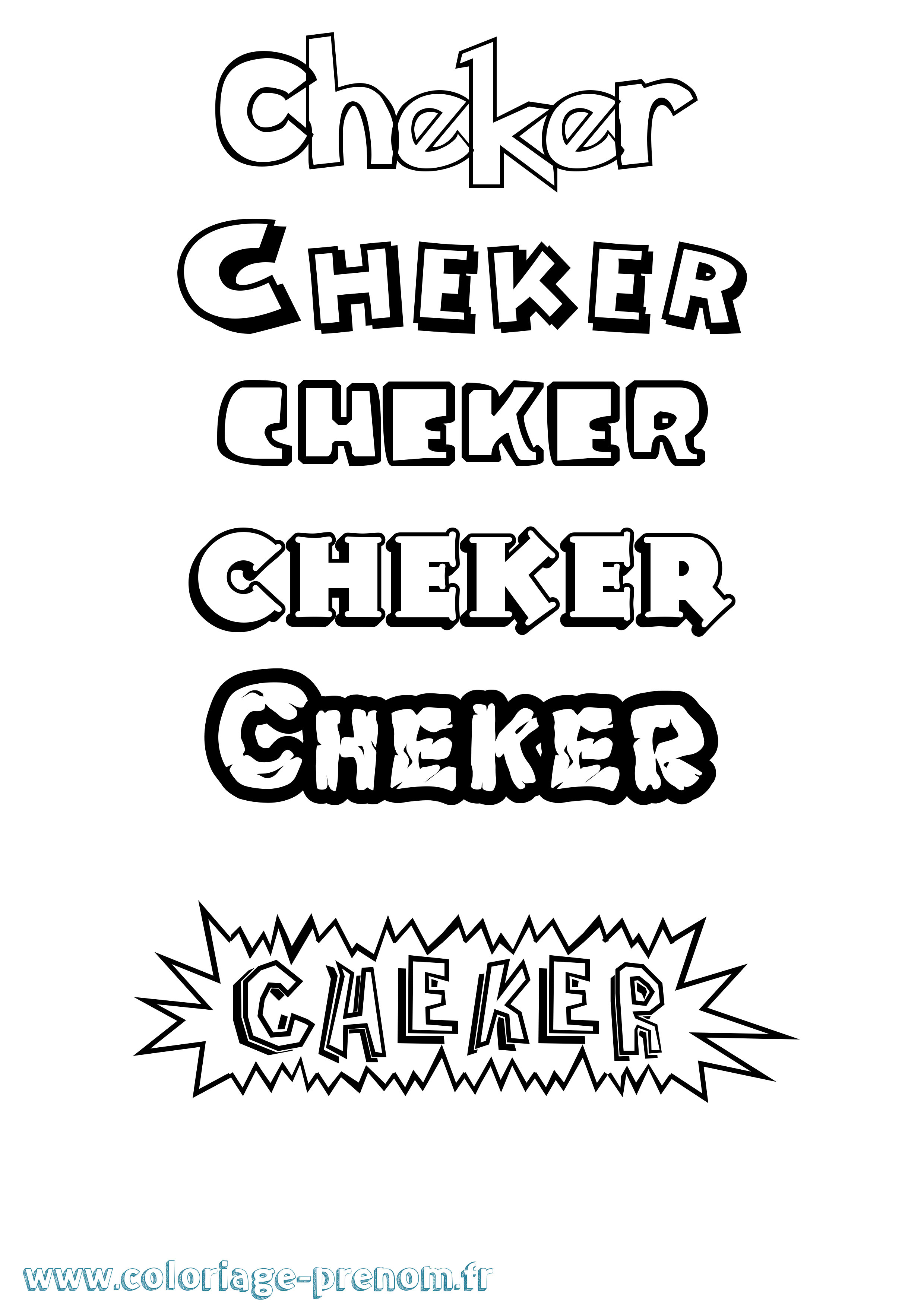 Coloriage prénom Cheker Dessin Animé