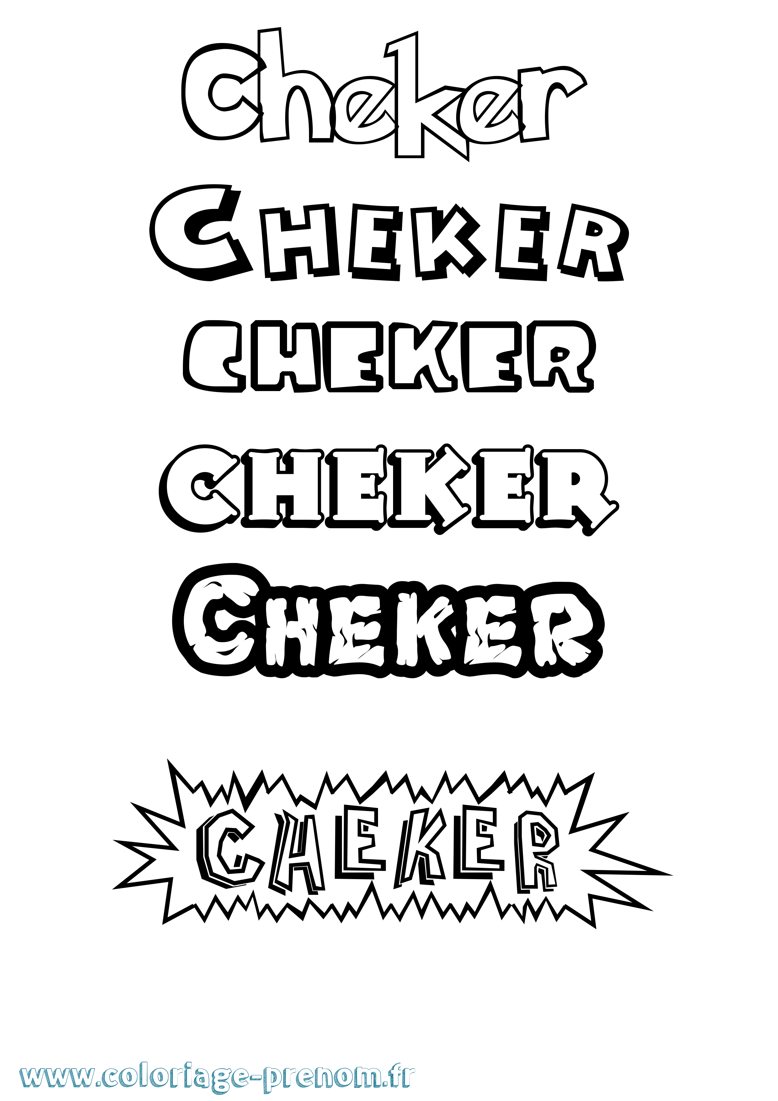 Coloriage Cheker Dessin Animé Coloriage prénom Cheker Dessin Animé