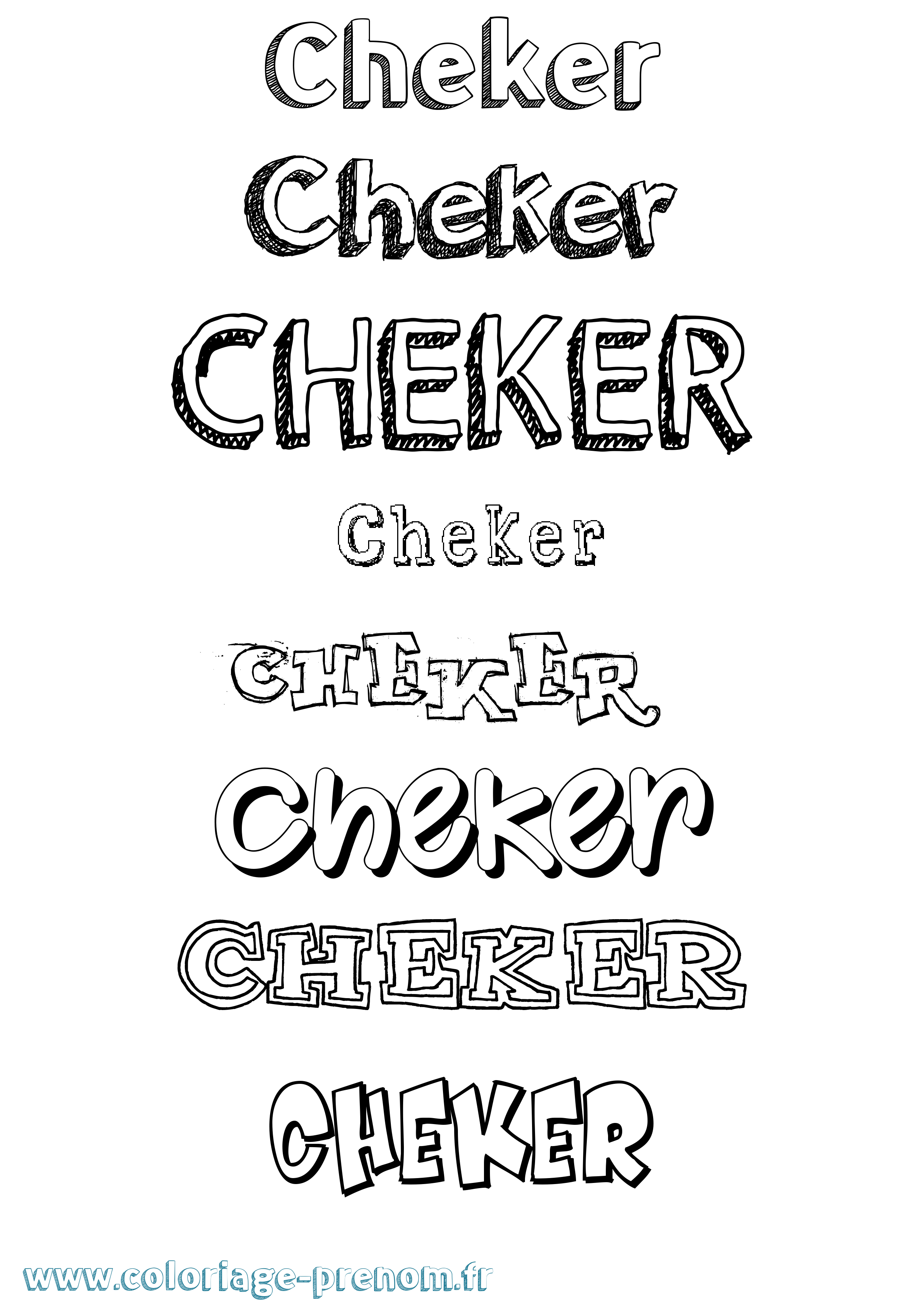 Coloriage prénom Cheker Dessiné