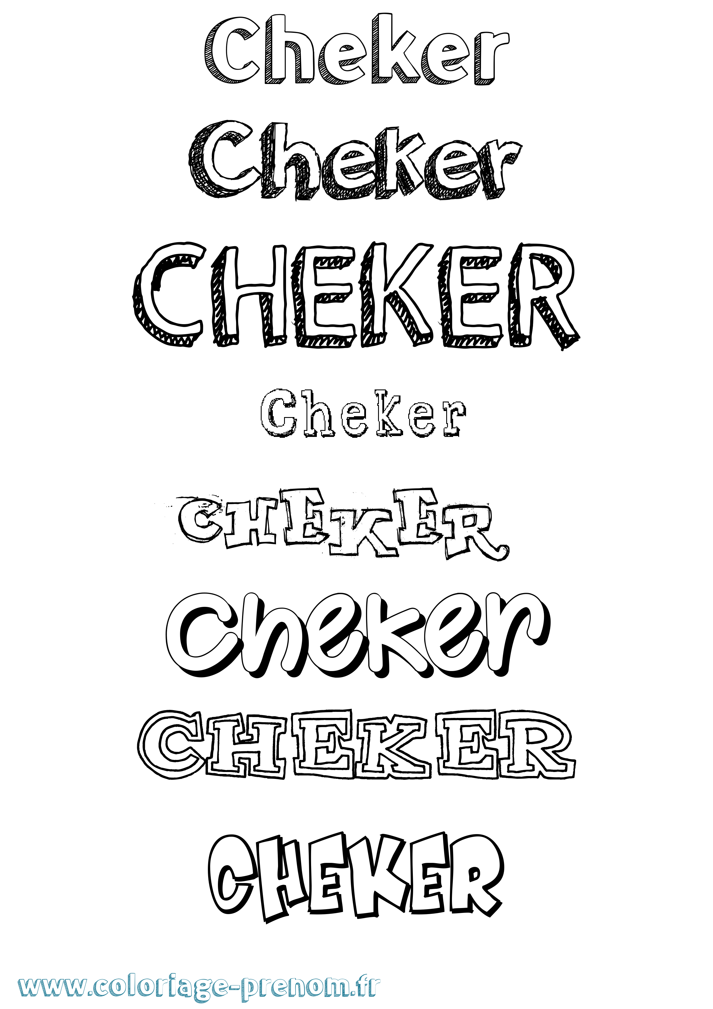 Coloriage Cheker Dessiné Coloriage prénom Cheker Dessiné