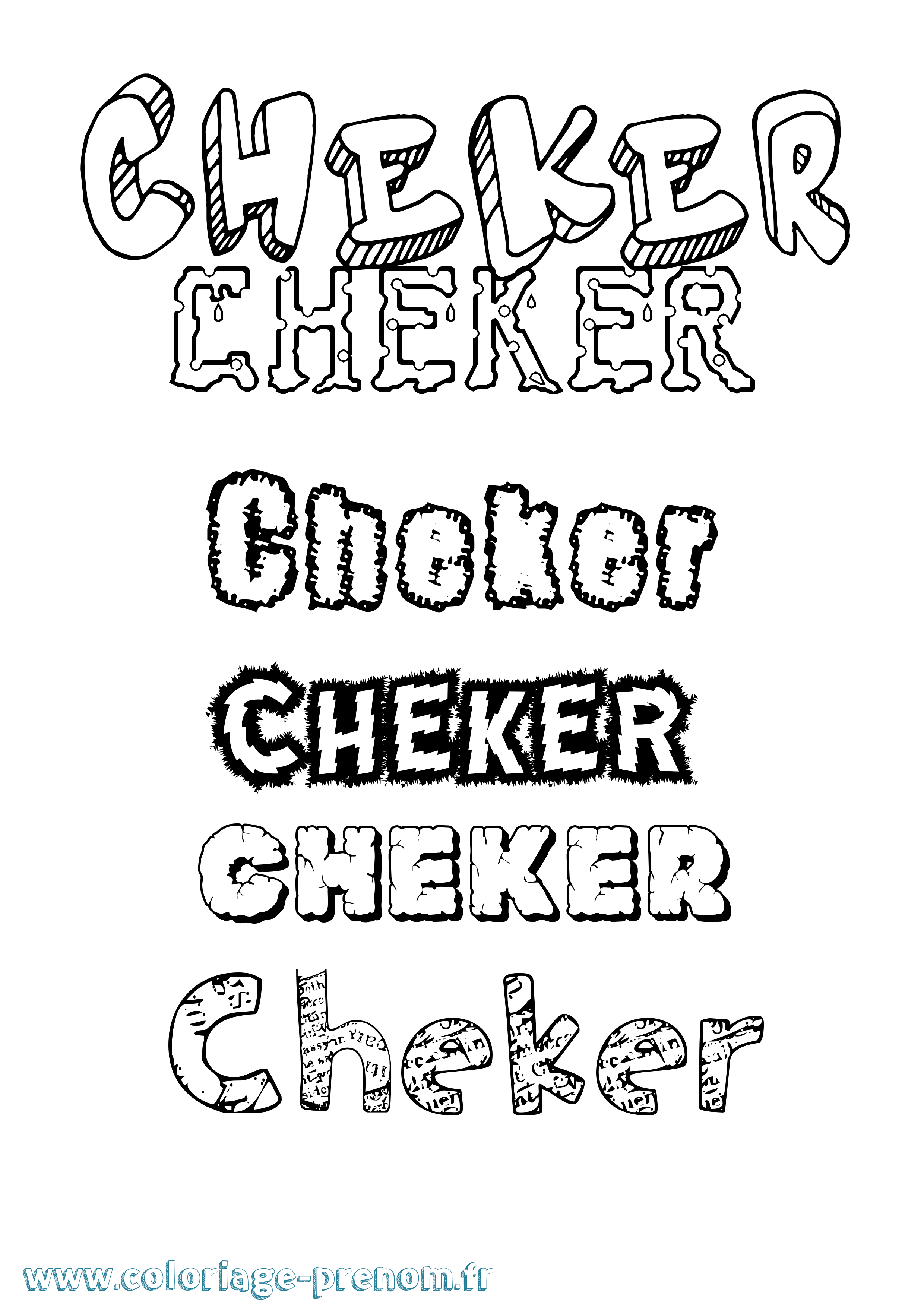 Coloriage Cheker Destructuré Coloriage prénom Cheker Destructuré