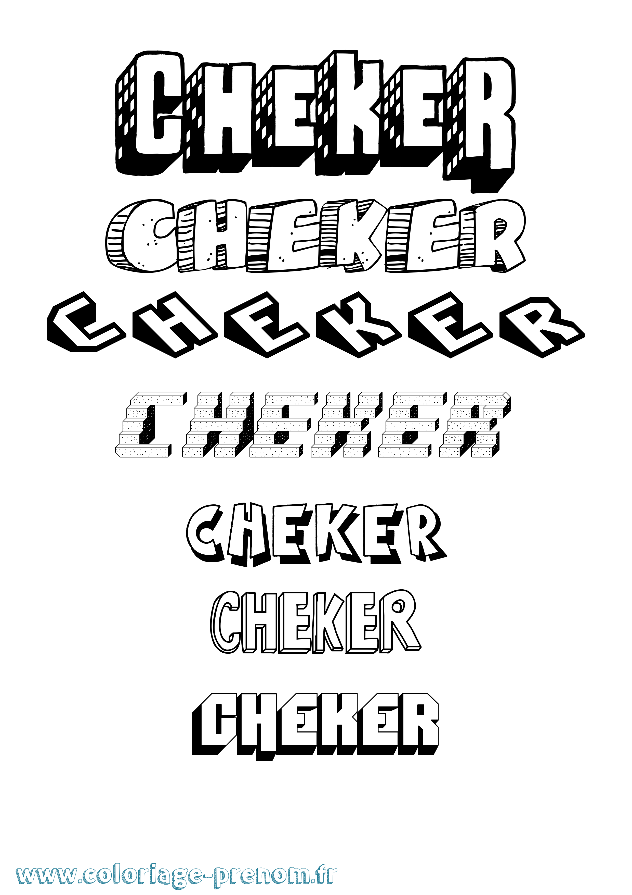 Coloriage Cheker Effet 3D Coloriage prénom Cheker Effet 3D
