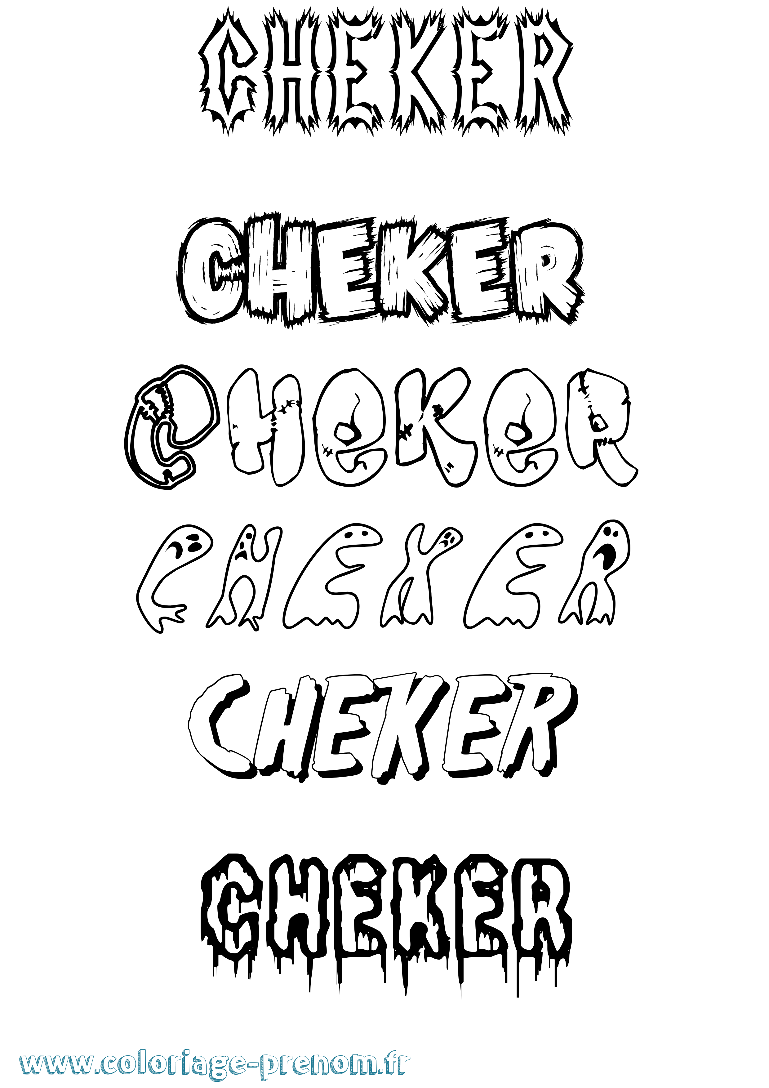 Coloriage prénom Cheker Frisson