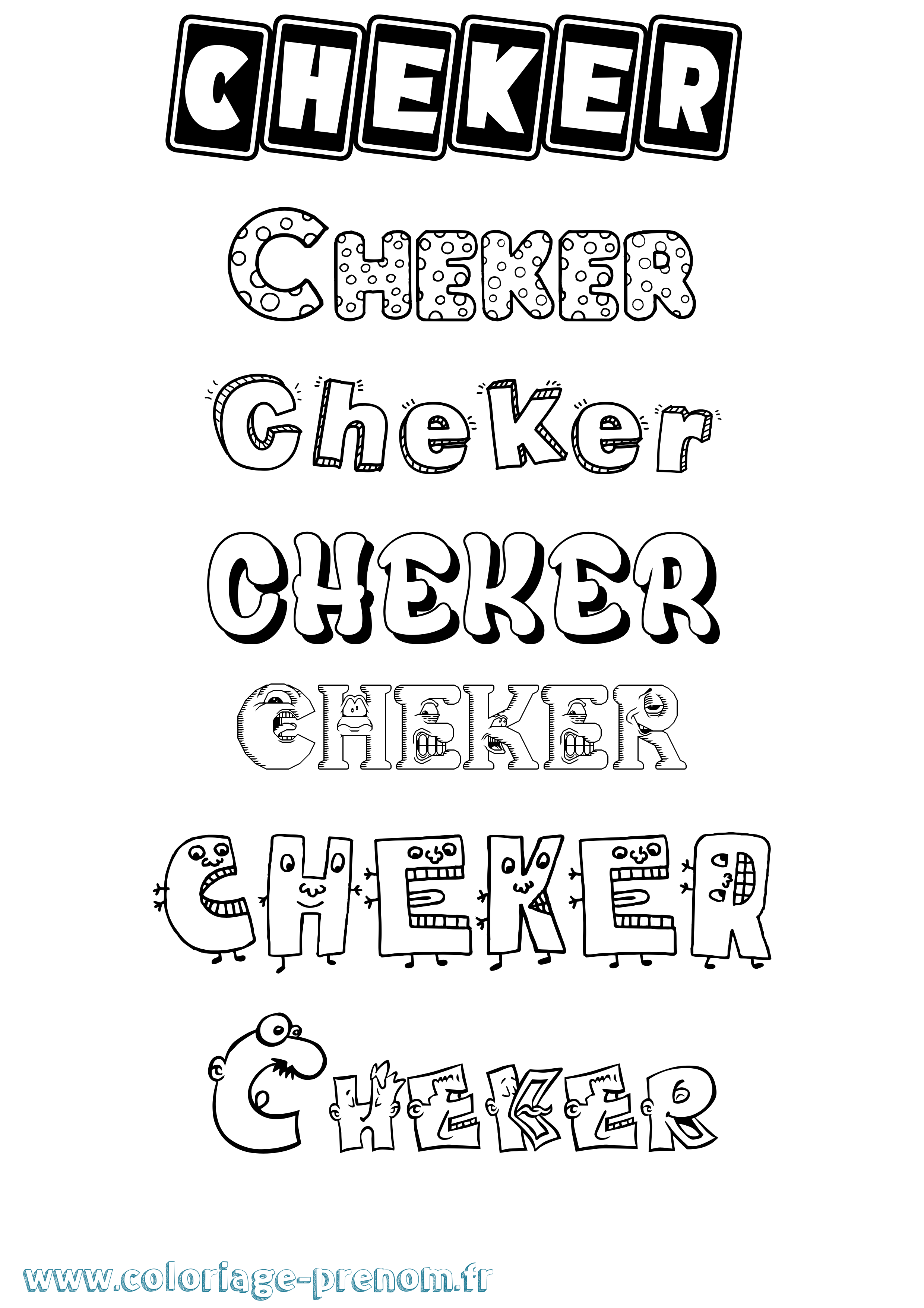 Coloriage prénom Cheker Fun