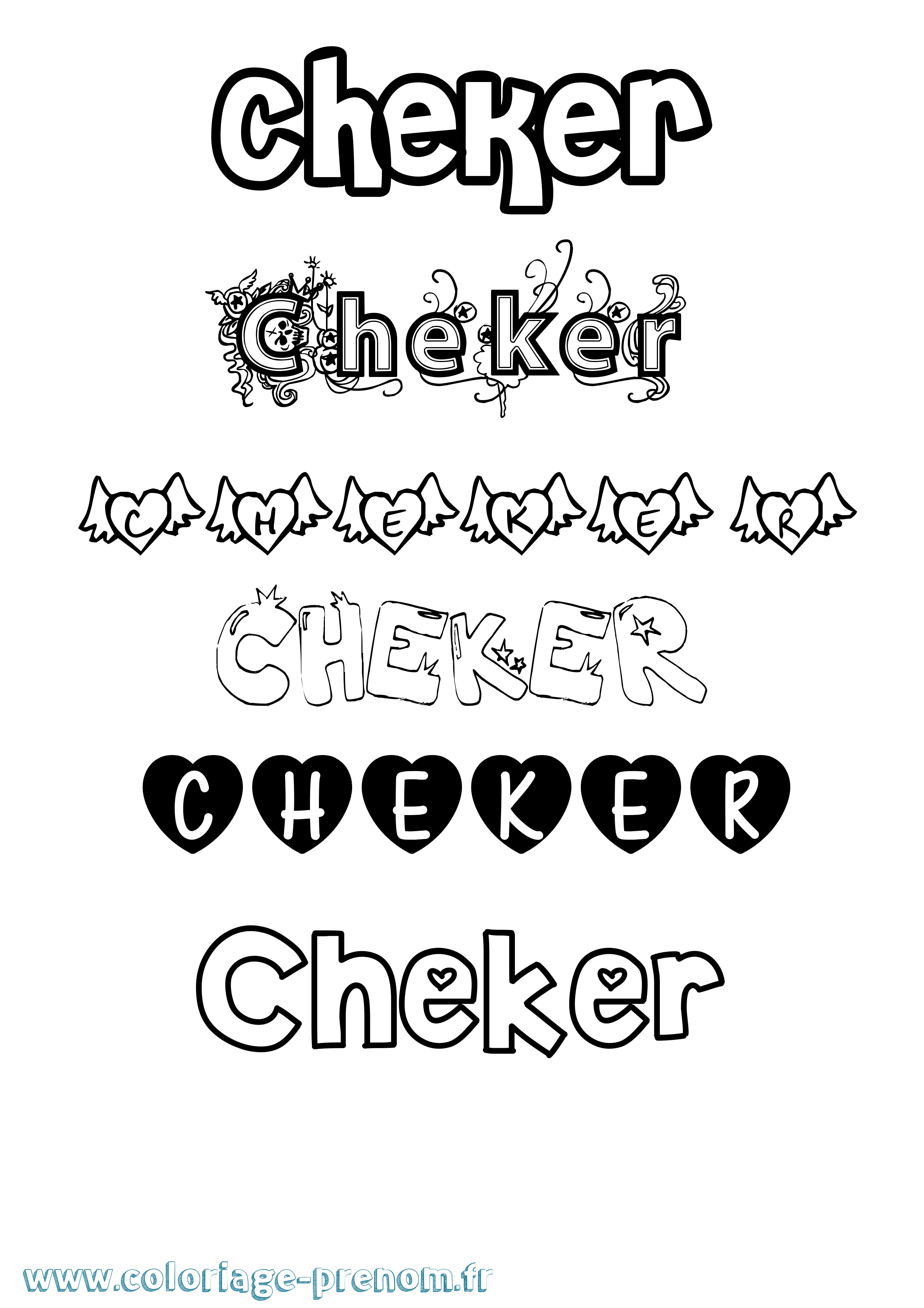 Coloriage Cheker Girly Coloriage prénom Cheker Girly