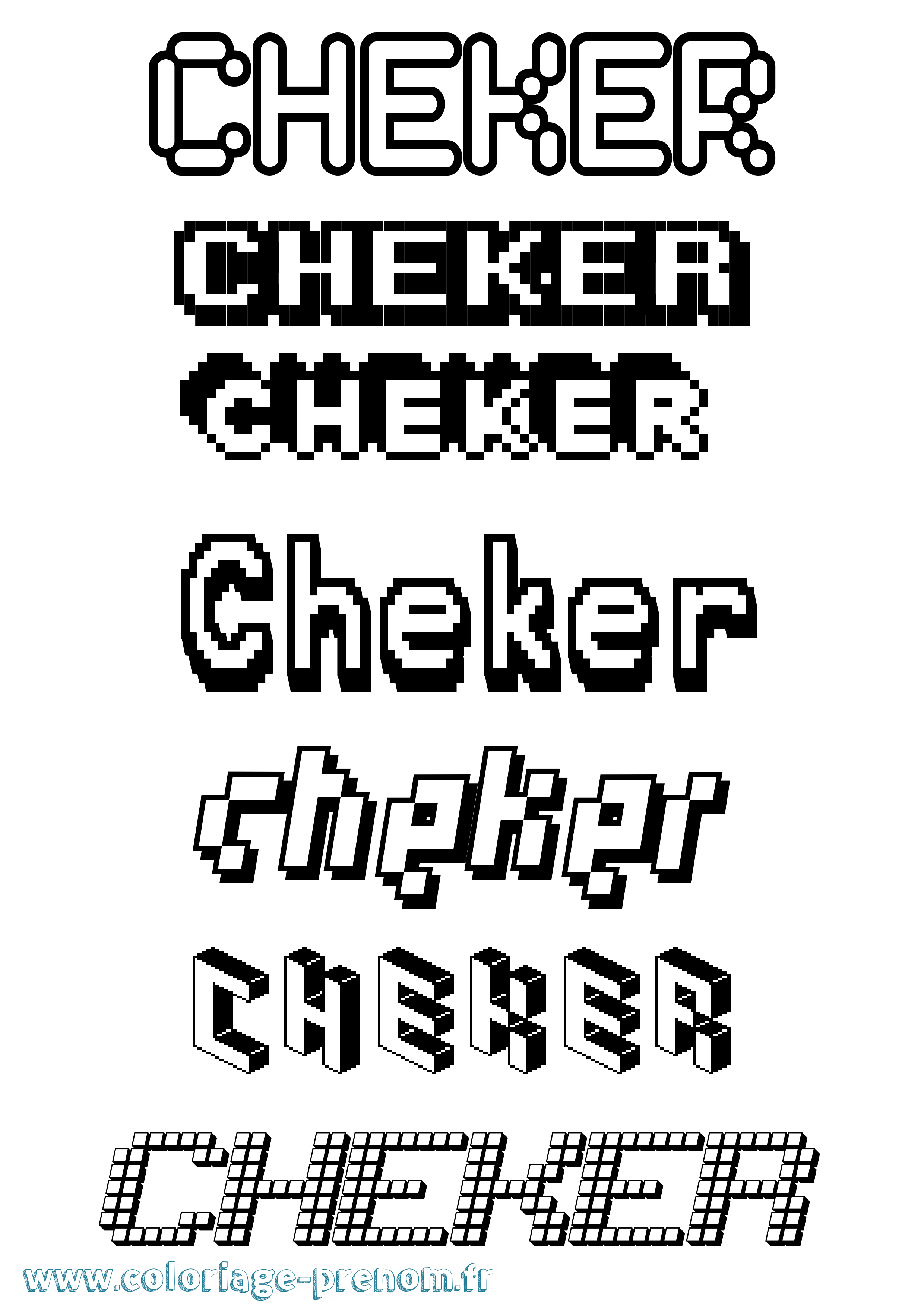 Coloriage prénom Cheker Pixel