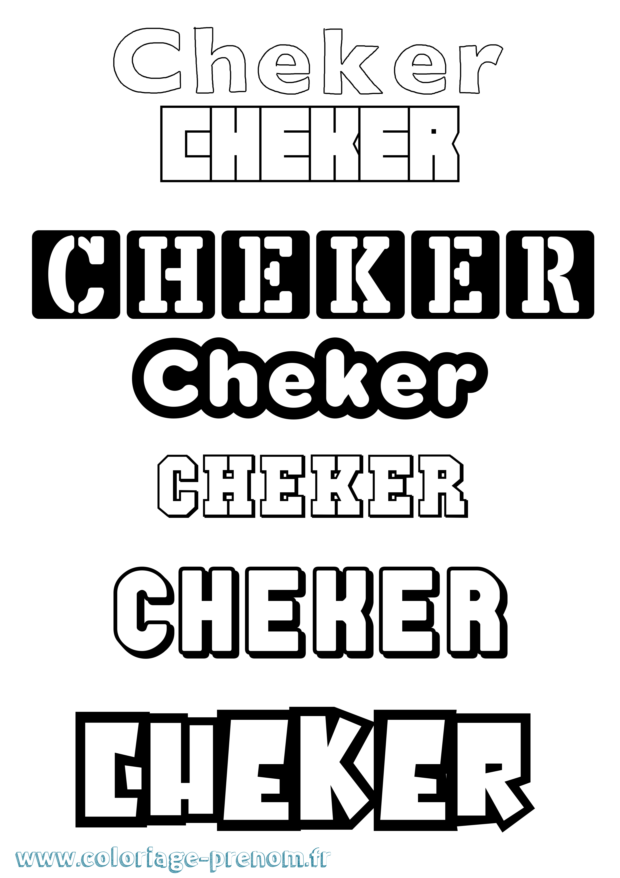 Coloriage Cheker Simple Coloriage prénom Cheker Simple