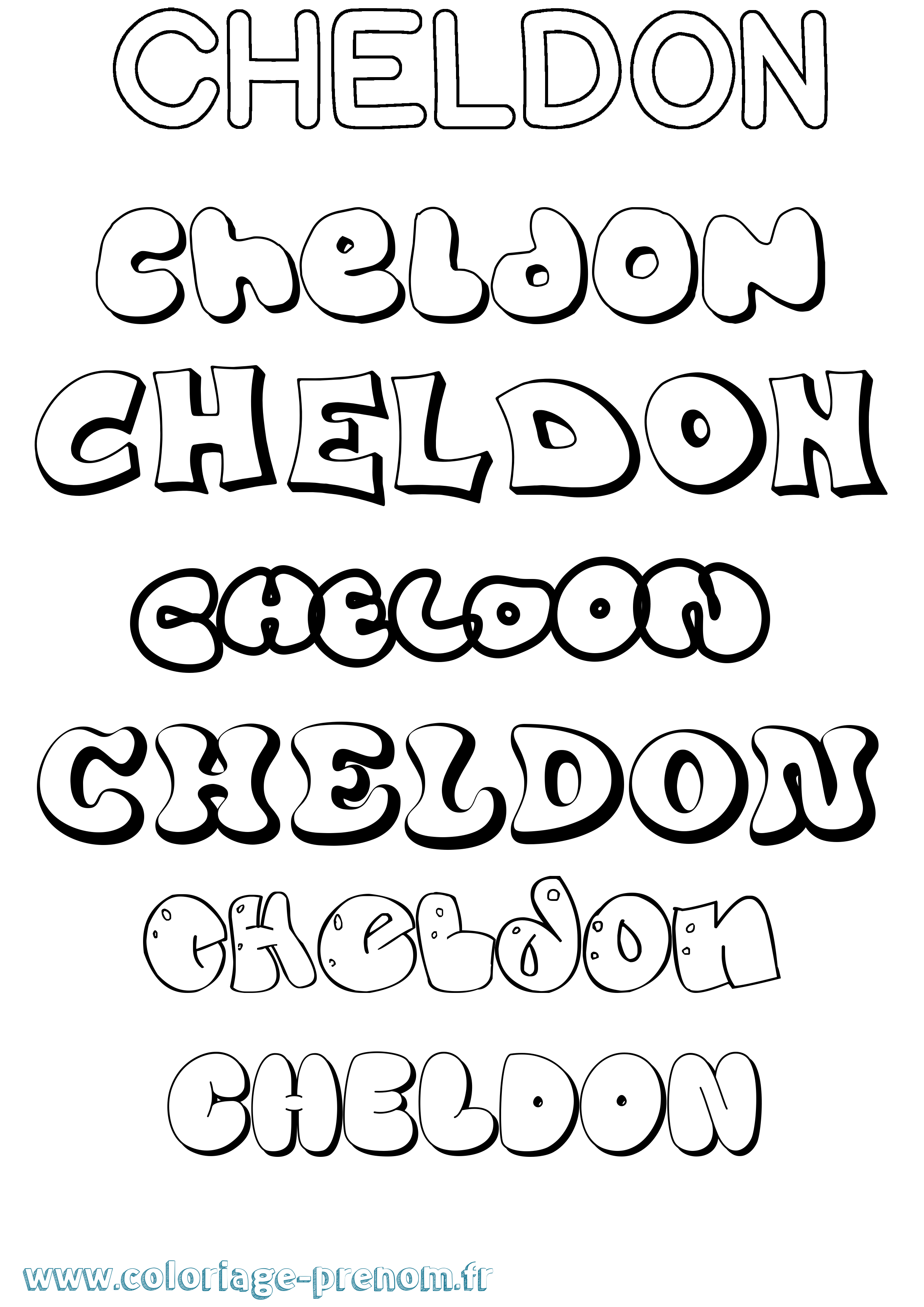 Coloriage prénom Cheldon Bubble
